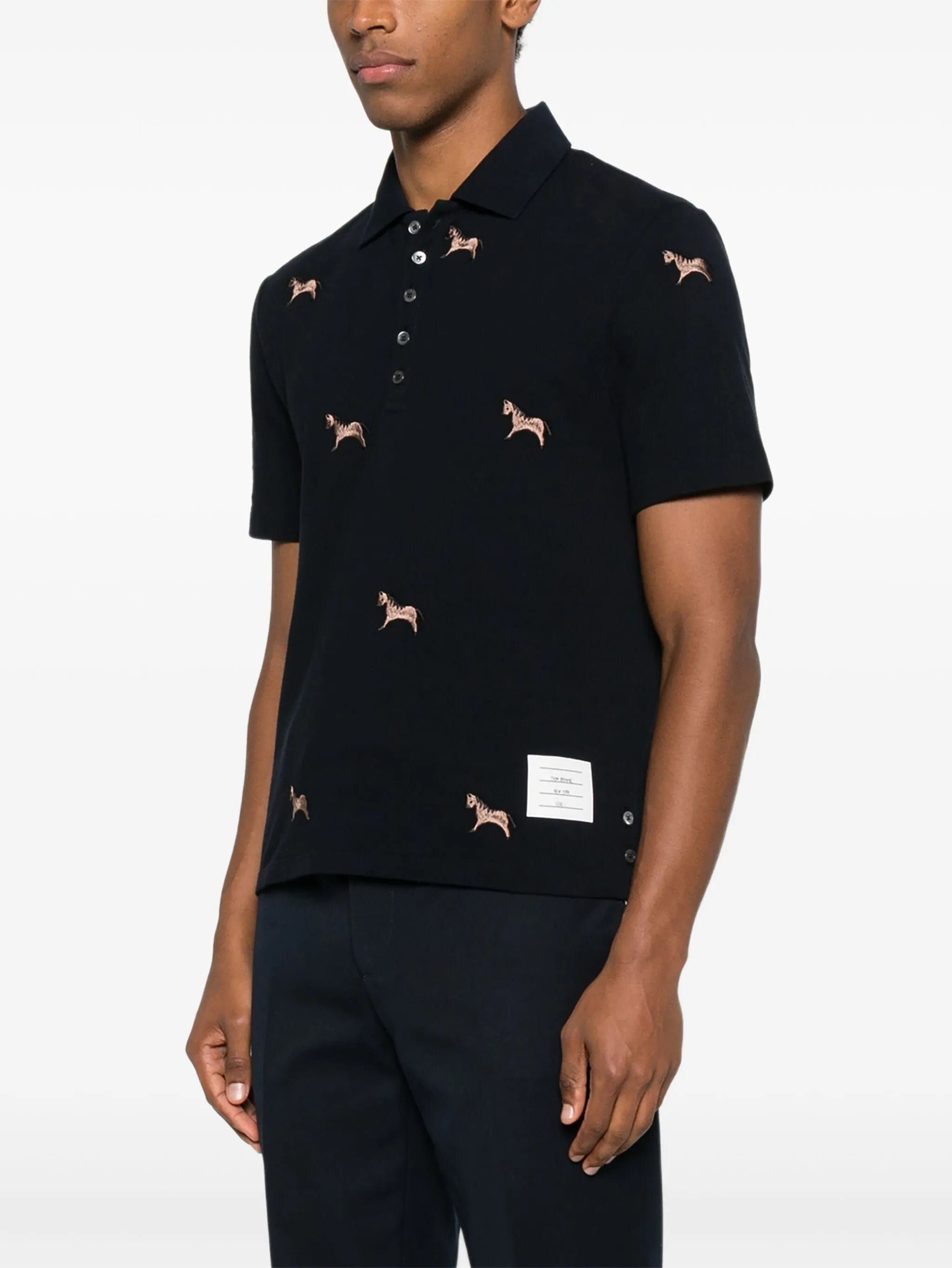 Thom Browne pique horse - embroidery polo shirt