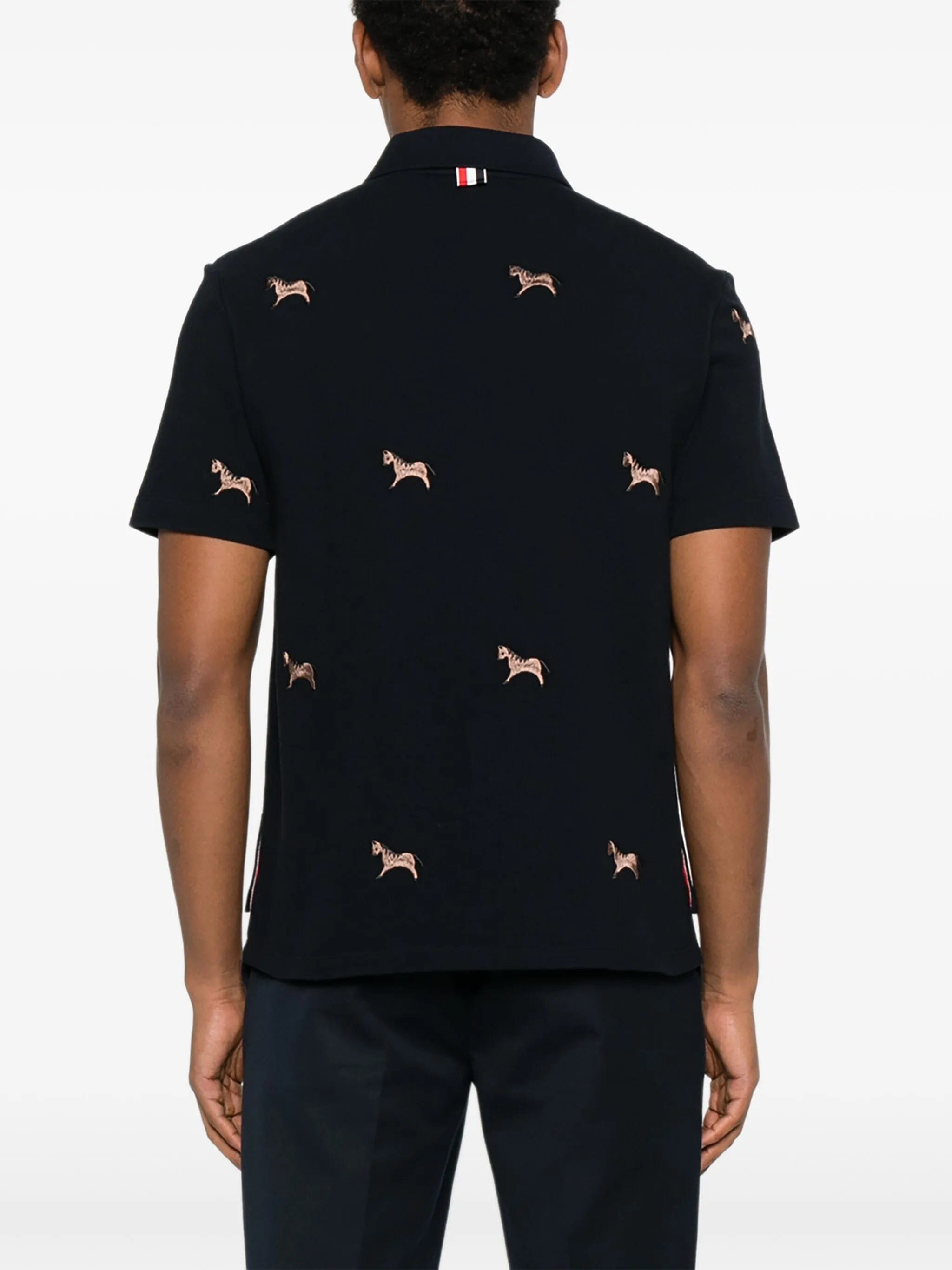 Thom Browne pique horse - embroidery polo shirt