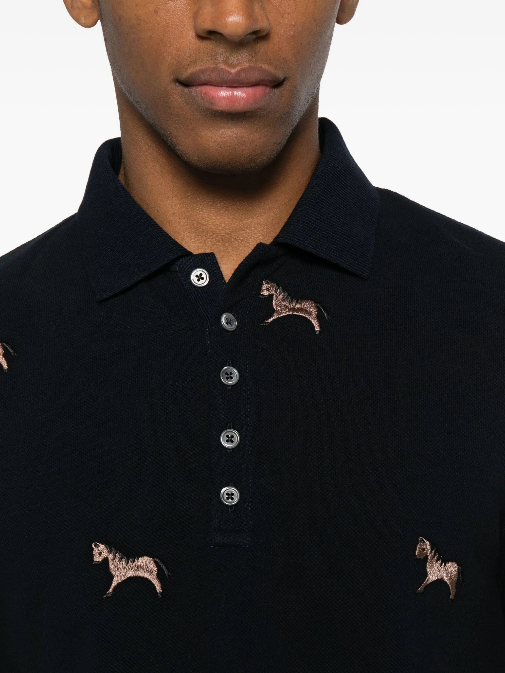Thom Browne pique horse - embroidery polo shirt