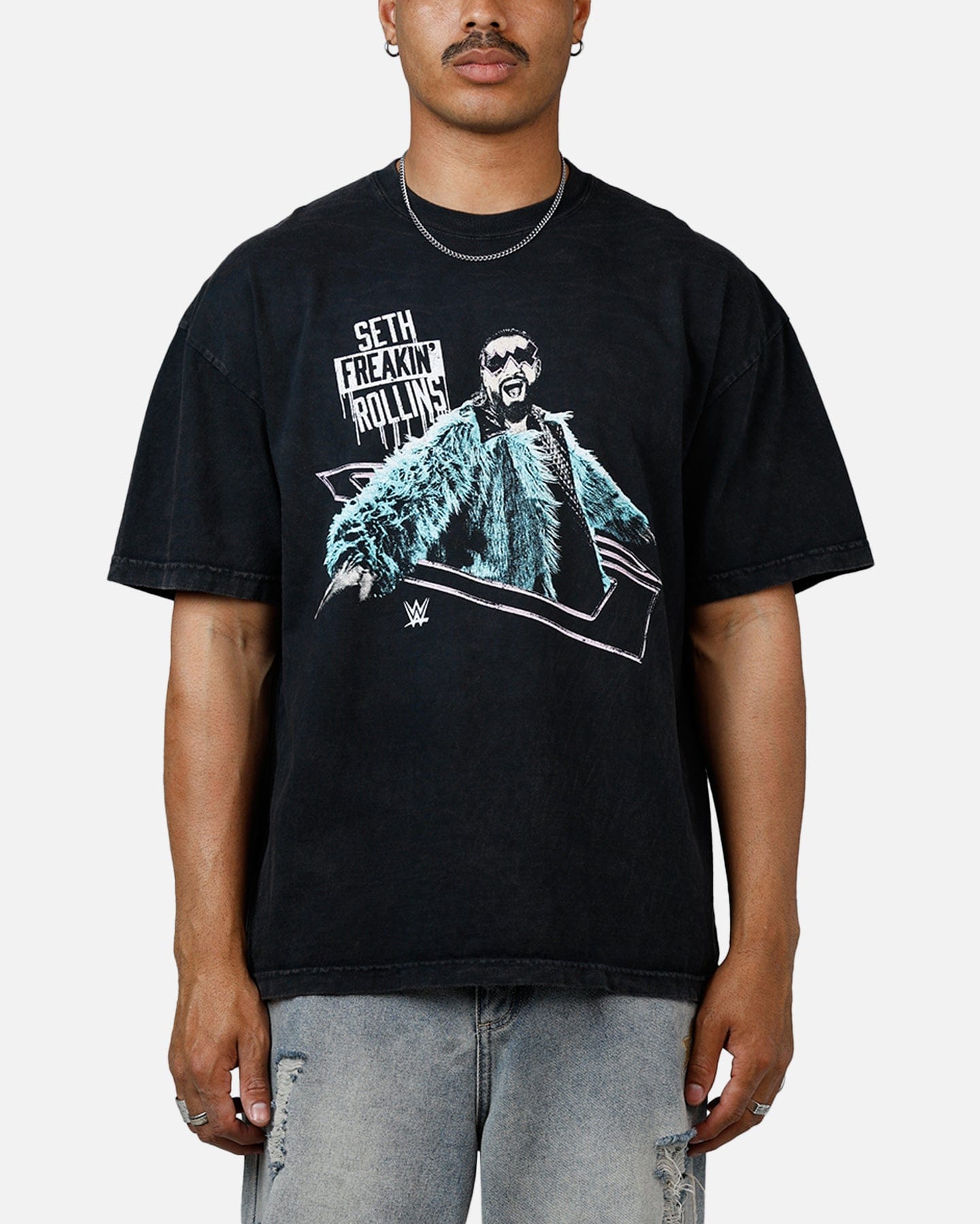 Vintage Culture Kings x WWE Seth Rollins Wrestlemania XLI Vintage T - Shirt Black Acidwash
