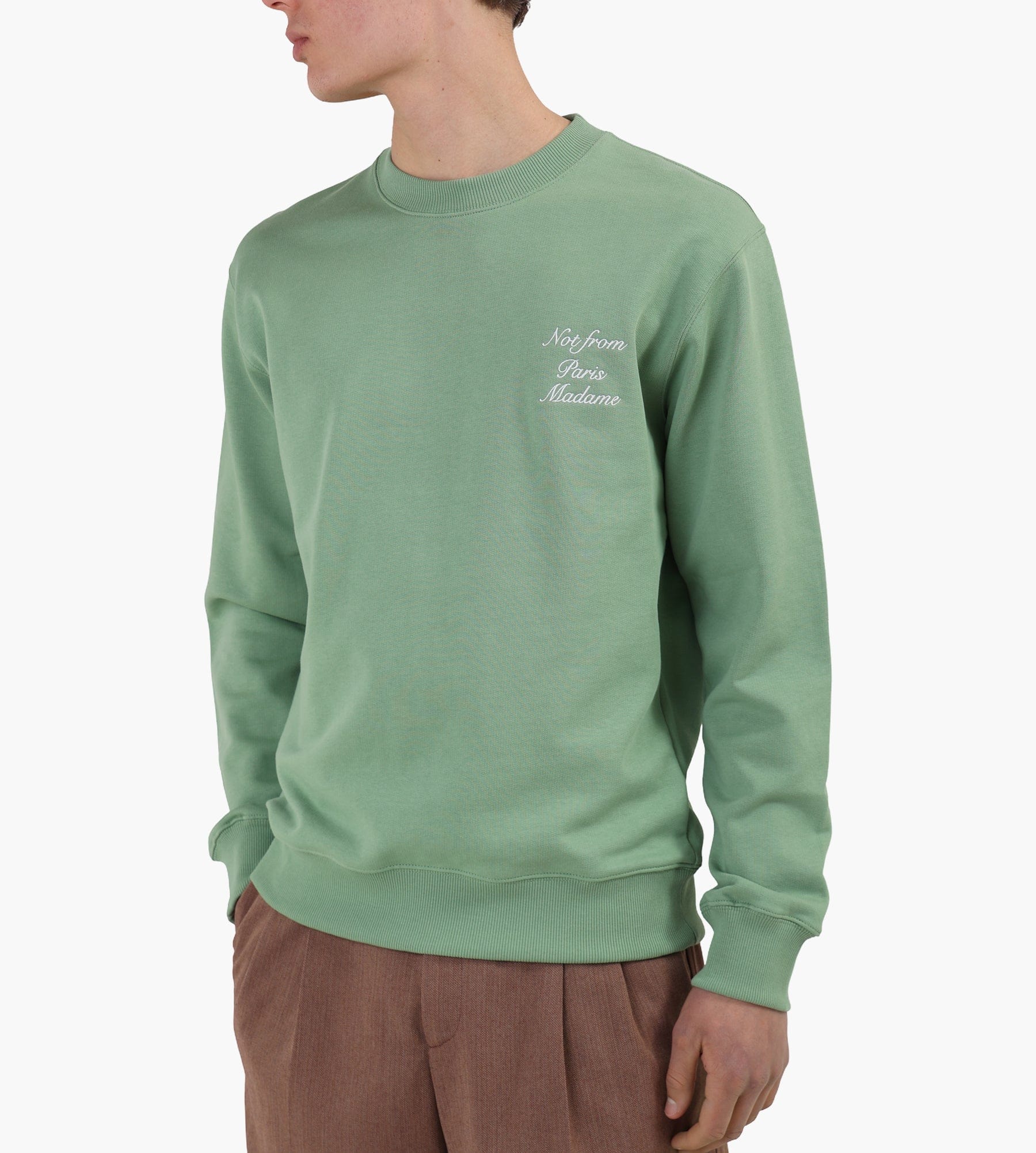 Drôle de Monsieur Sweatshirt Slogan Calligraphy Light Green