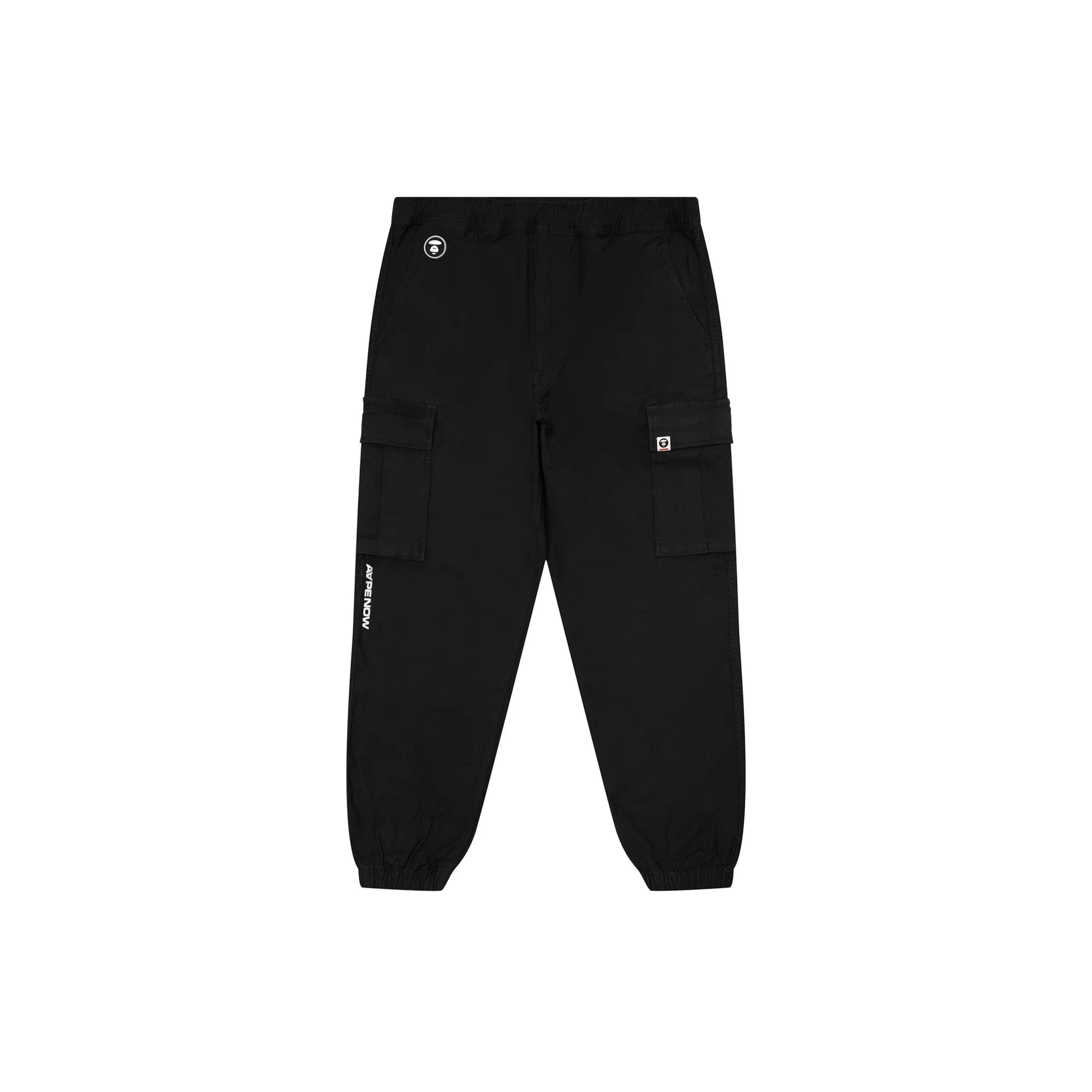 AAPE by A Bathing Ape AAPE NOW Moonface Logo Cotton Woven Pants Black