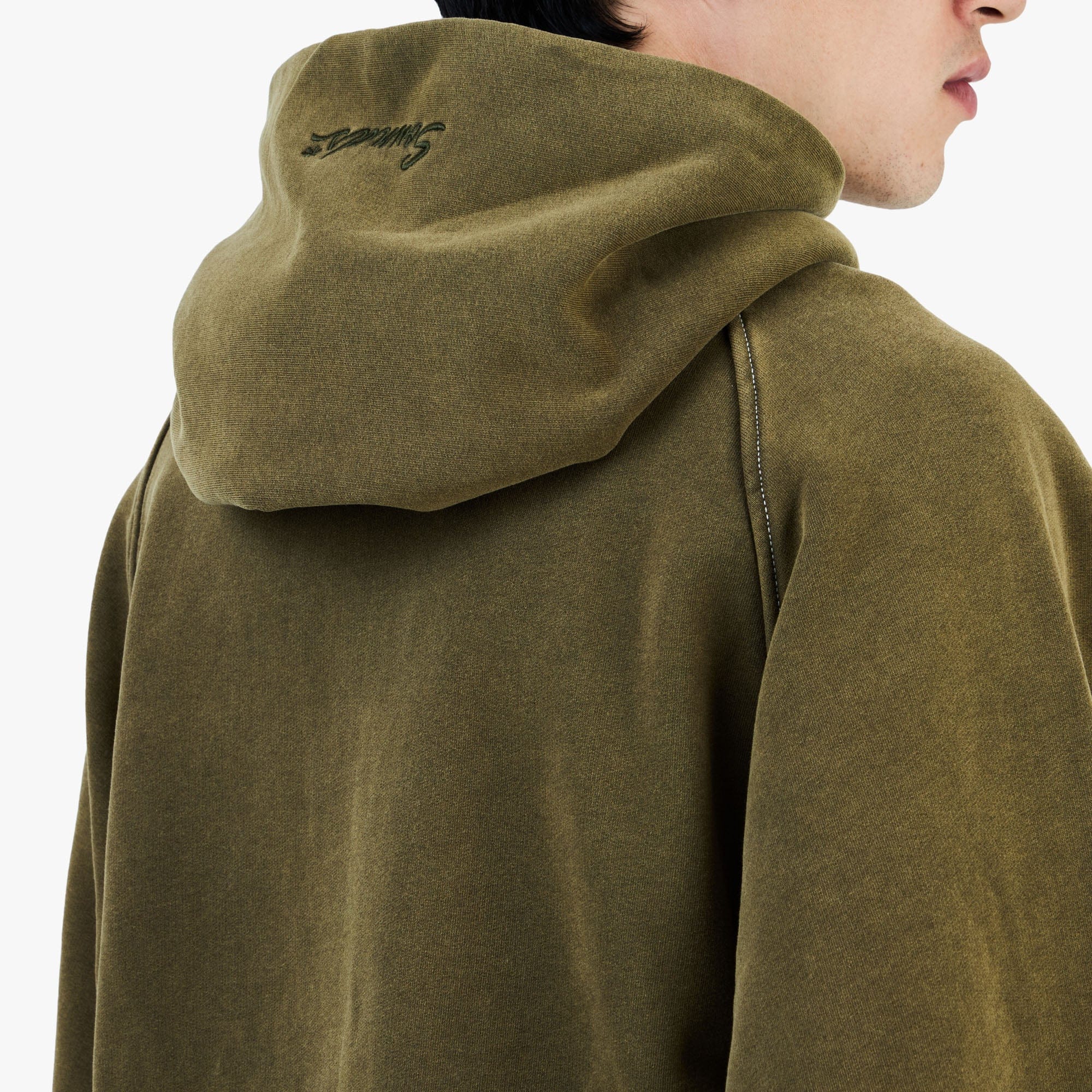 Adidem Asterisks Frayed Collegiate Hoodie / Dark Green