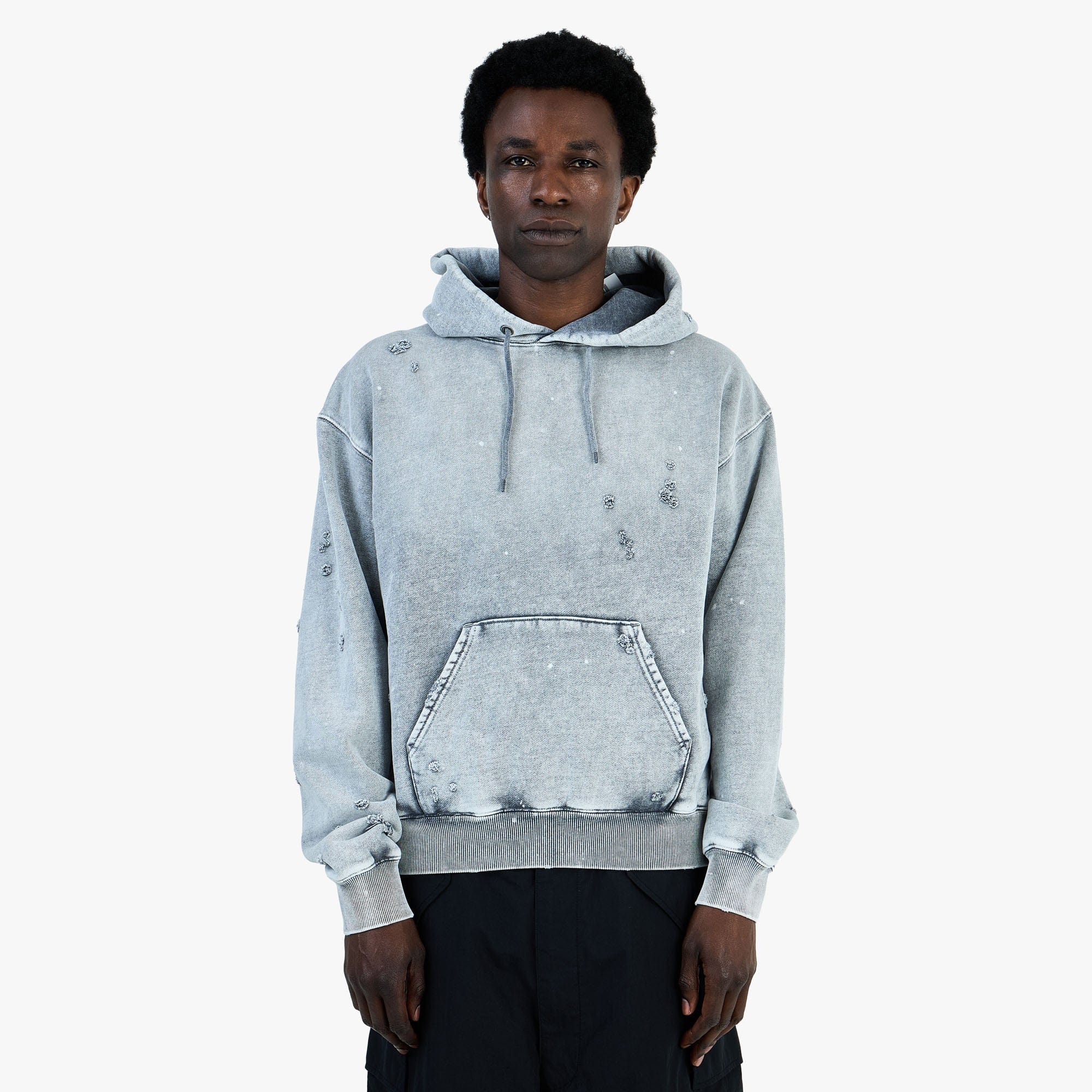 BEAMS Damage Short Hoodie / Fade Grey