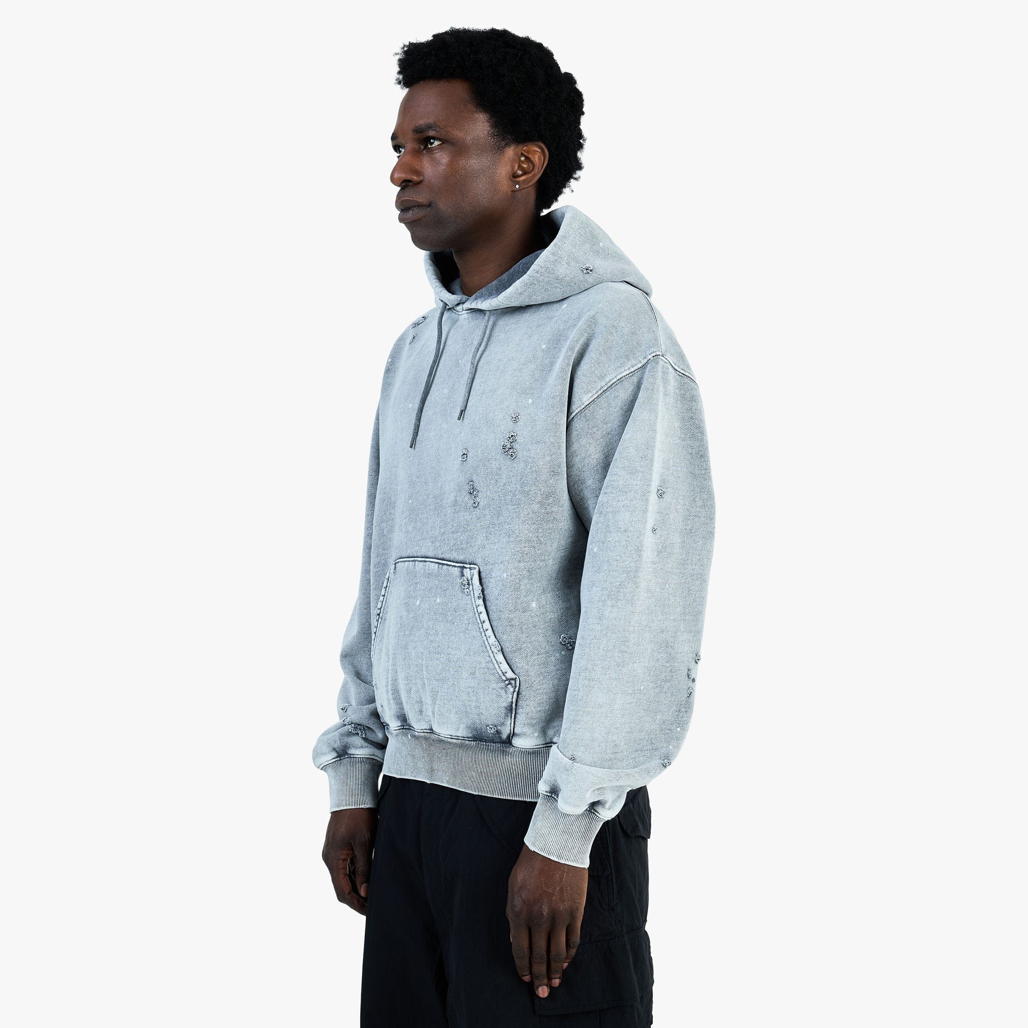 BEAMS Damage Short Hoodie / Fade Grey
