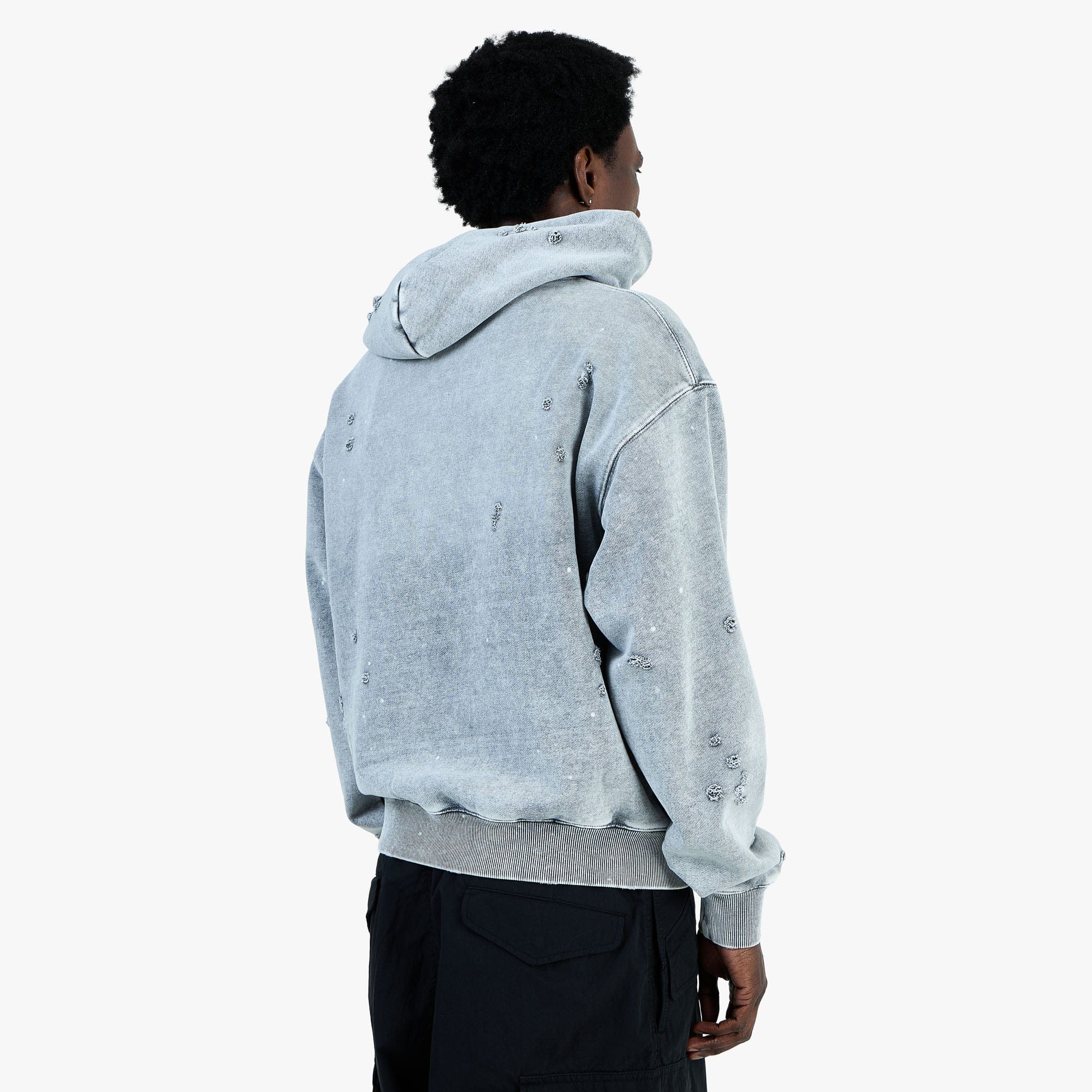 BEAMS Damage Short Hoodie / Fade Grey