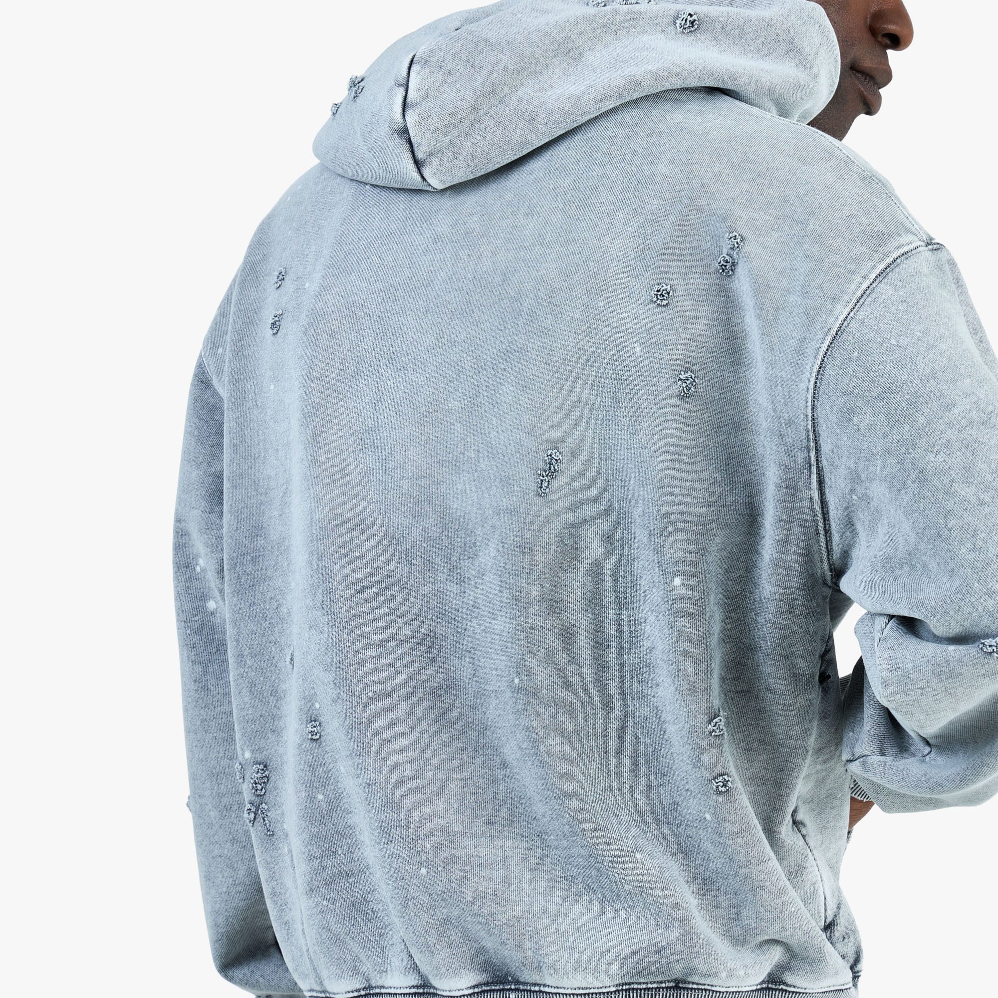 BEAMS Damage Short Hoodie / Fade Grey