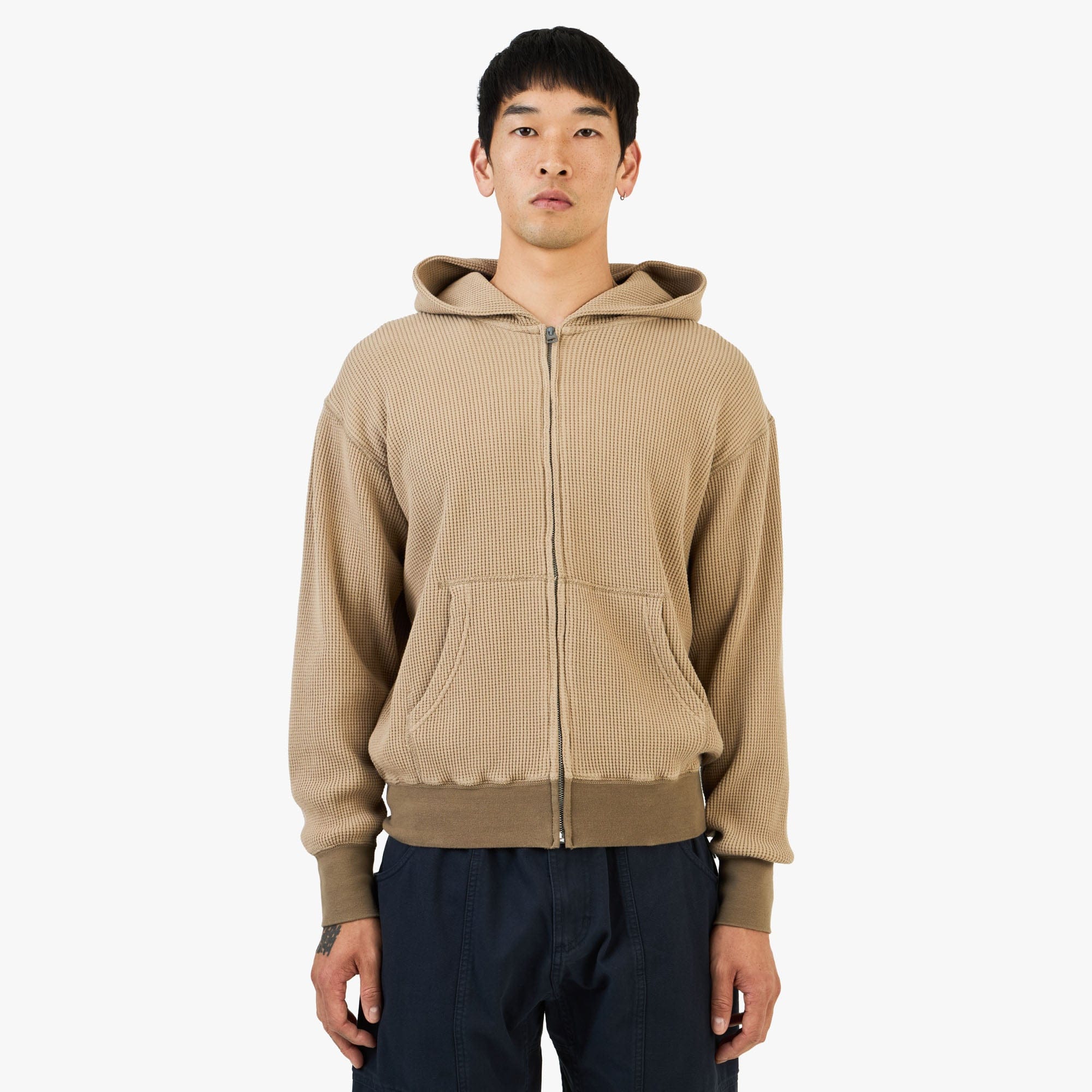 Khakis Waffle Full - Zip Hoodie / Tan