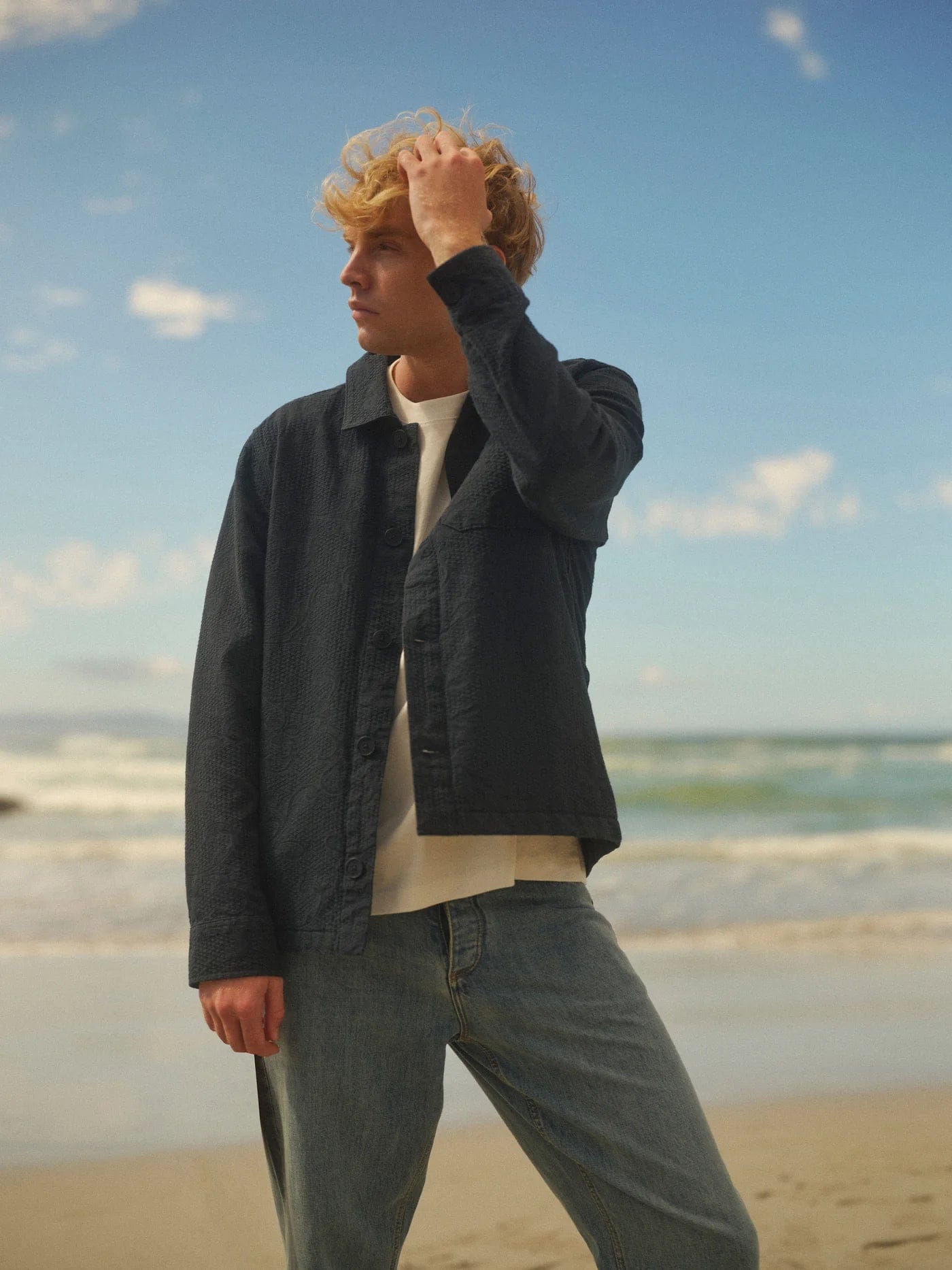 Wax London Rockley Honeycomb Overshirt - Navy