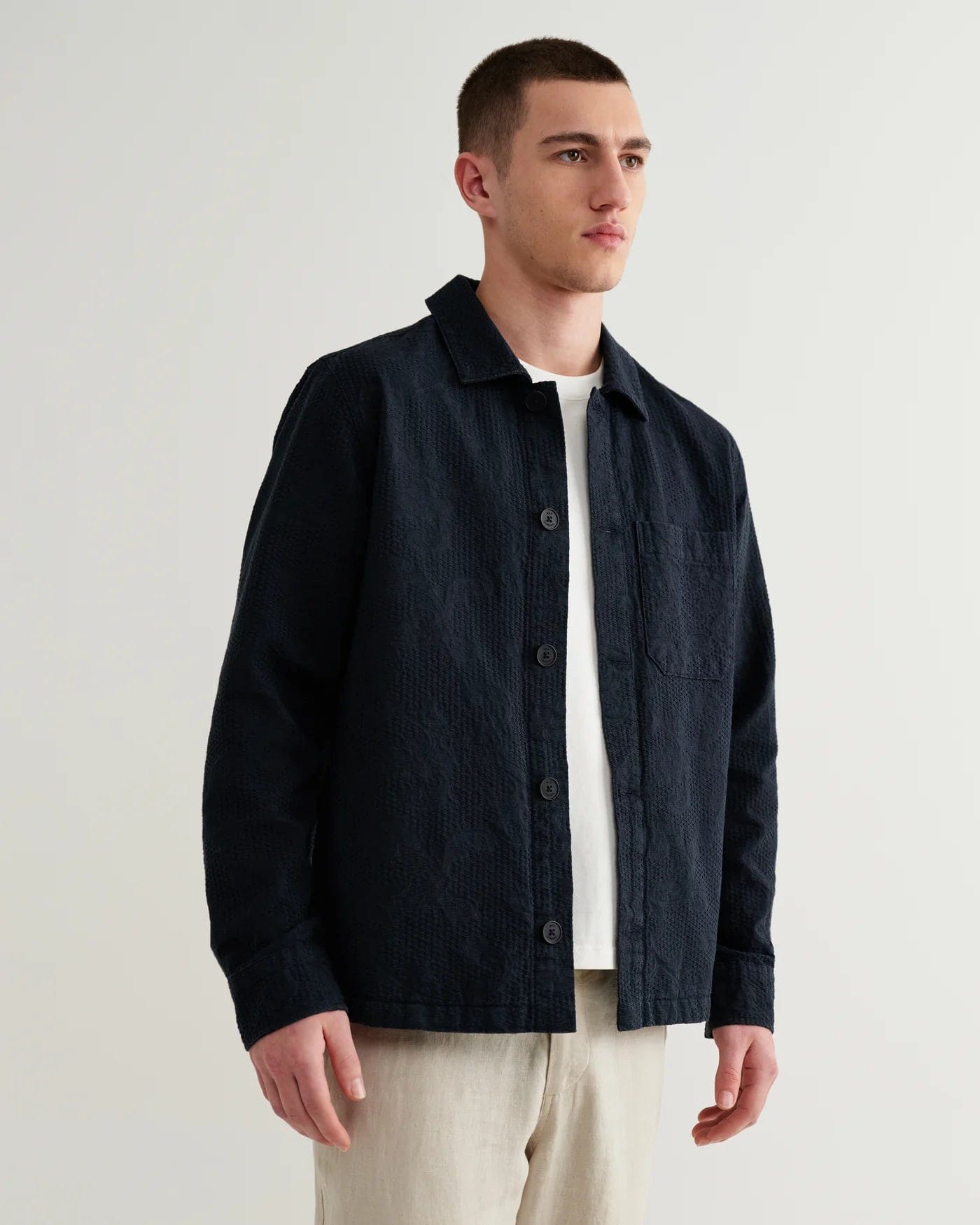 Wax London Rockley Honeycomb Overshirt - Navy