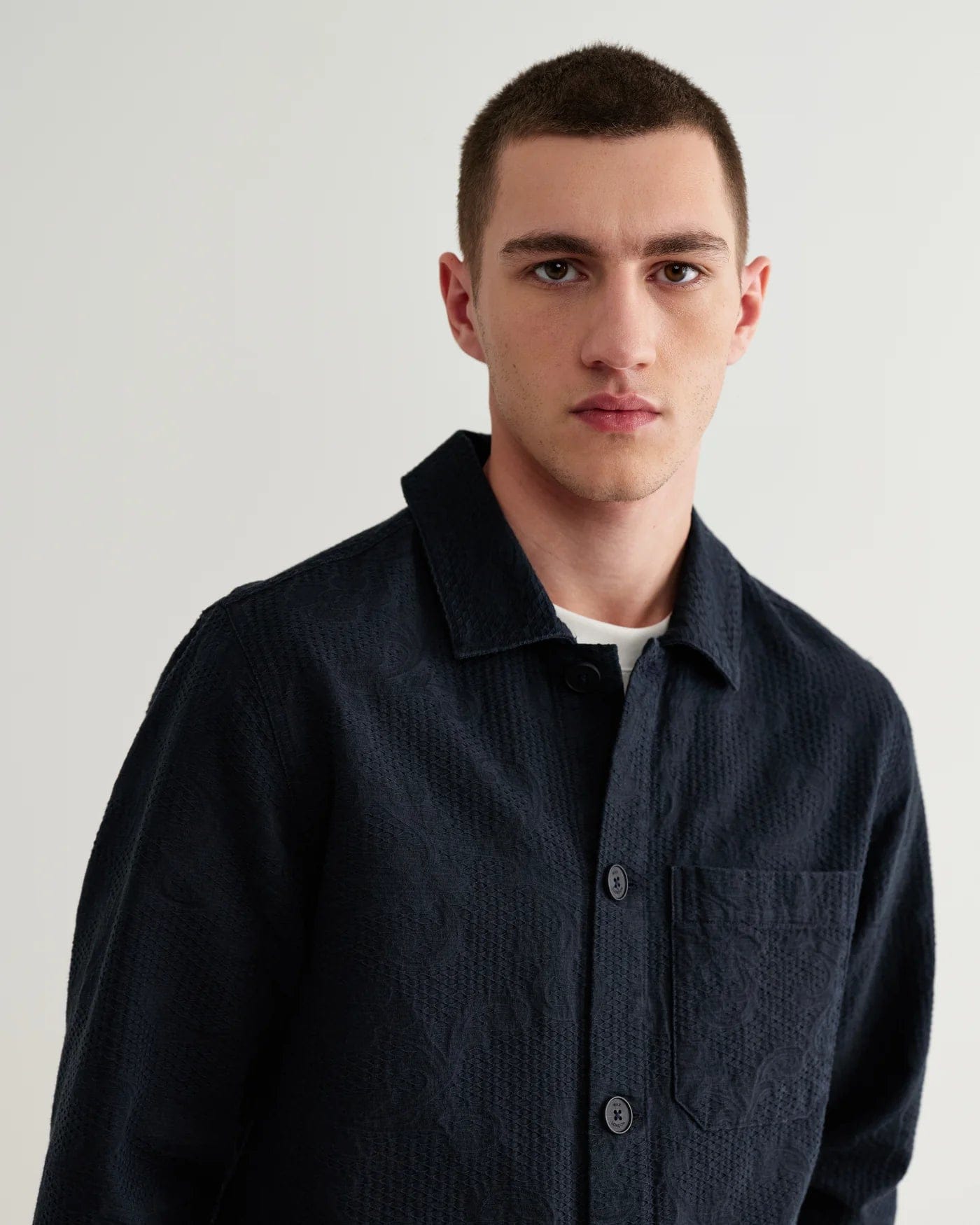 Wax London Rockley Honeycomb Overshirt - Navy