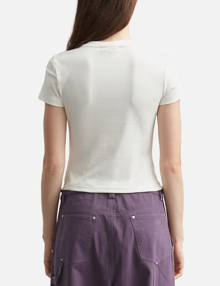 Markgong White Squirrel Printed Stretch Short Sleeve Top