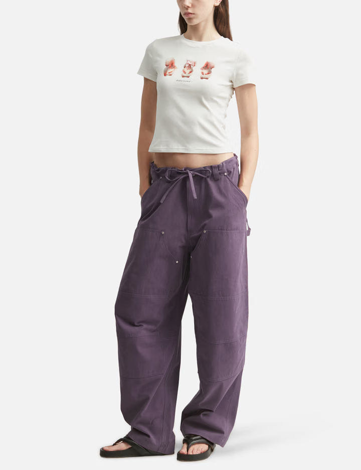 Markgong White Squirrel Printed Stretch Short Sleeve Top