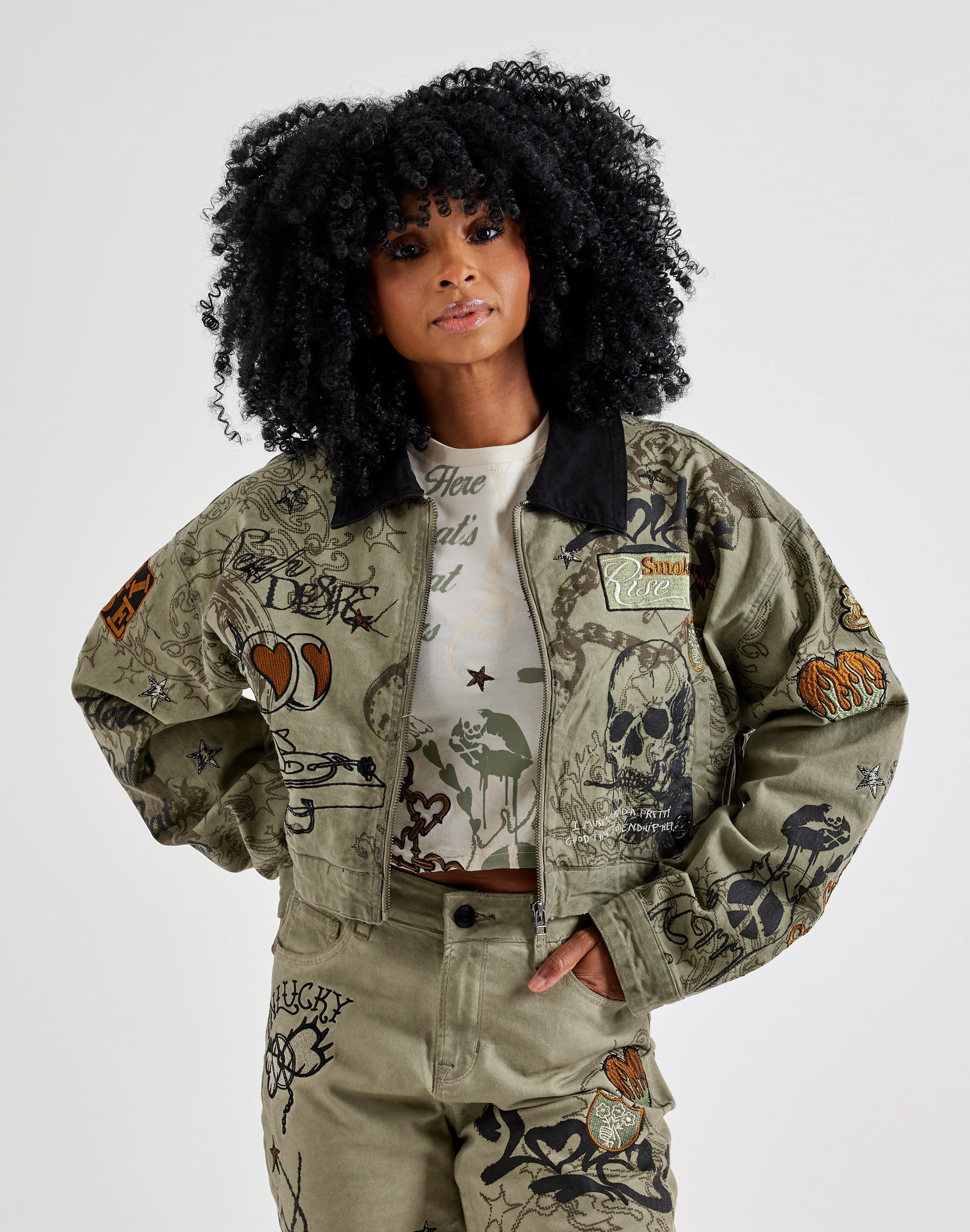 Smoke Rise Embroidered Printed Jacket