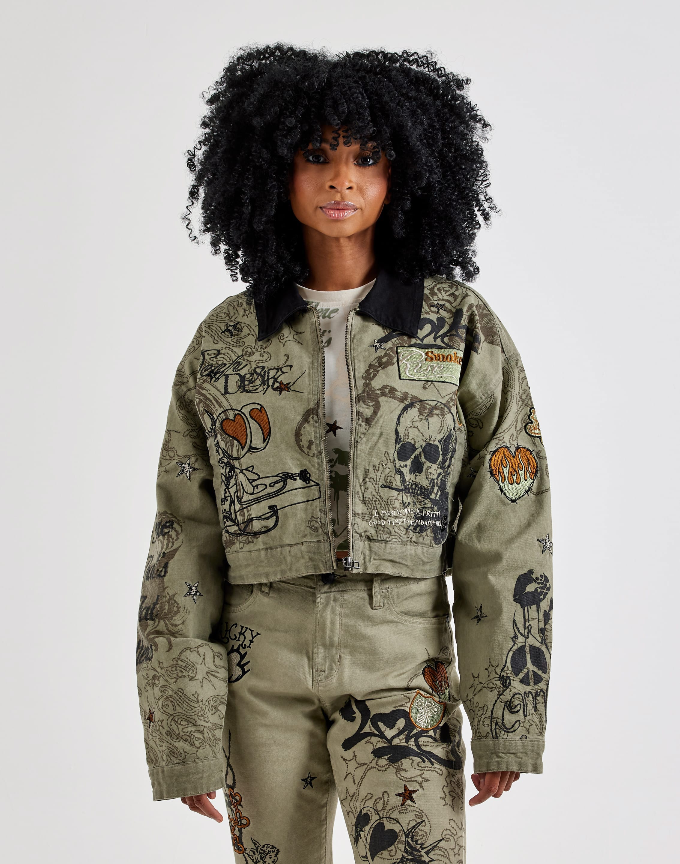 Smoke Rise Embroidered Printed Jacket
