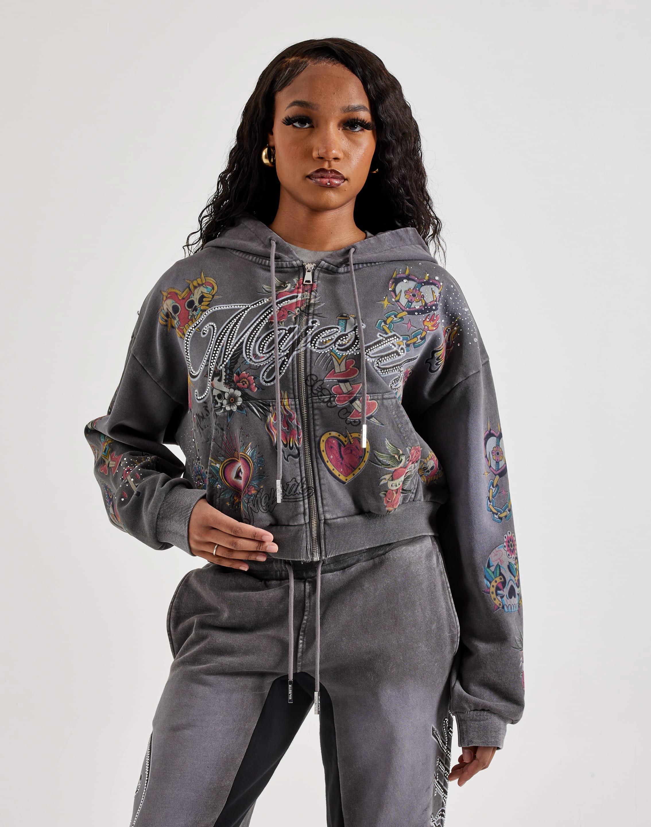 Majestik Allover Print Full - Zip Fleece Hoodie