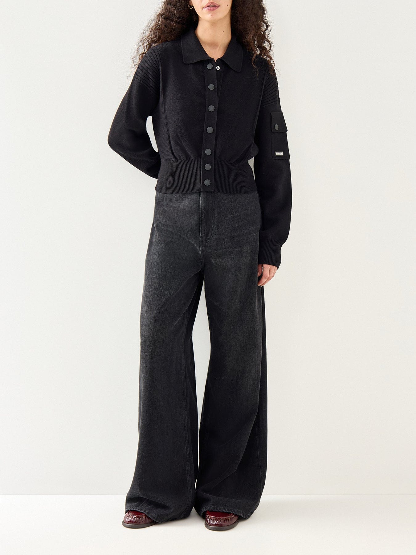 Barbour International Gigi Knitted Bomber Black