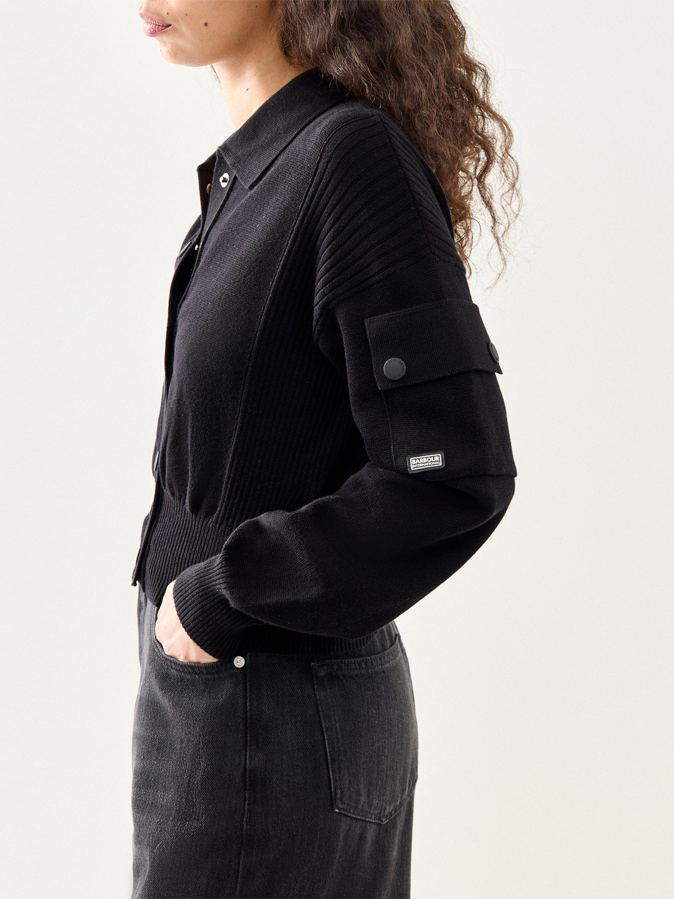 Barbour International Gigi Knitted Bomber Black