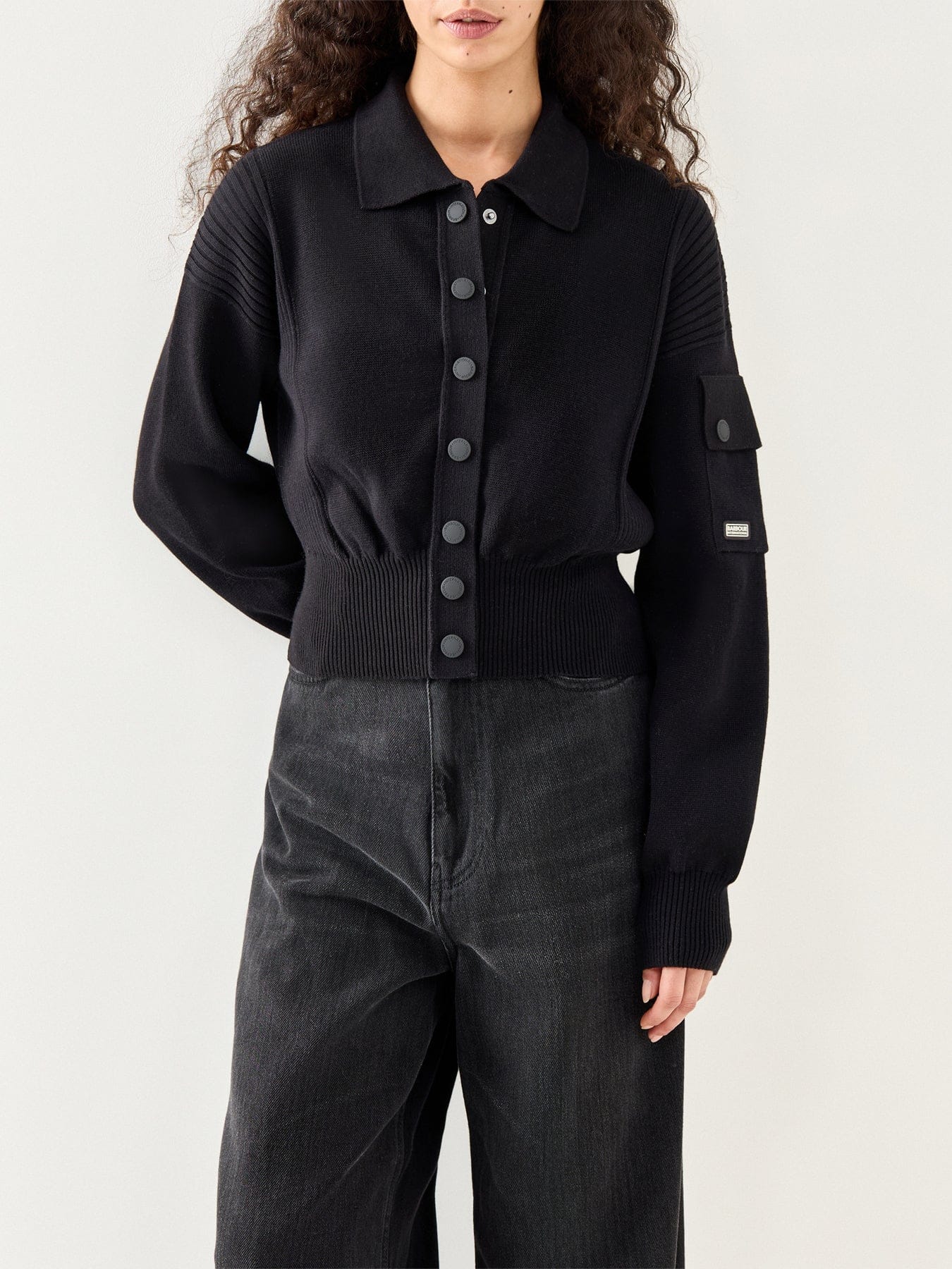 Barbour International Gigi Knitted Bomber Black