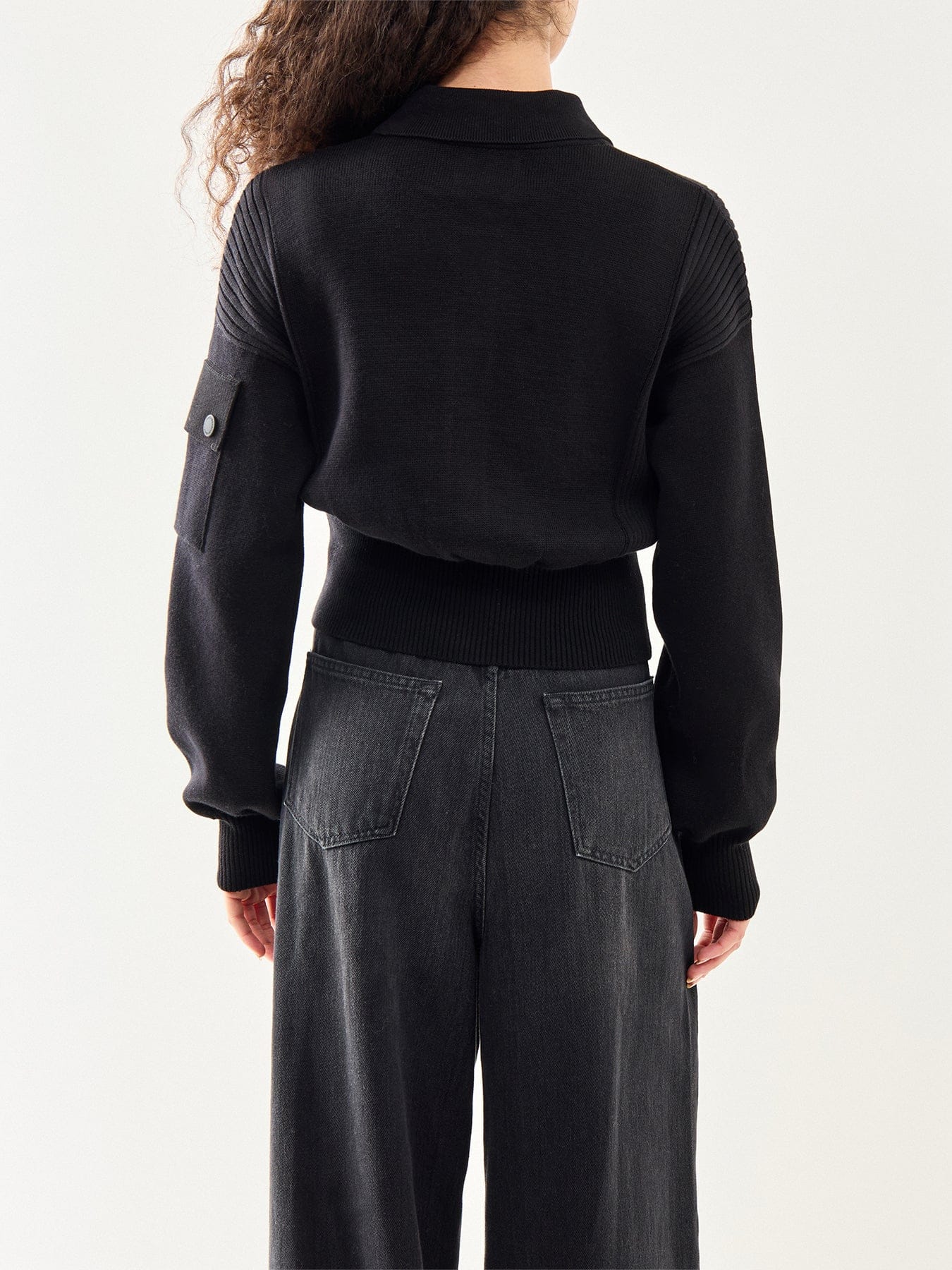 Barbour International Gigi Knitted Bomber Black