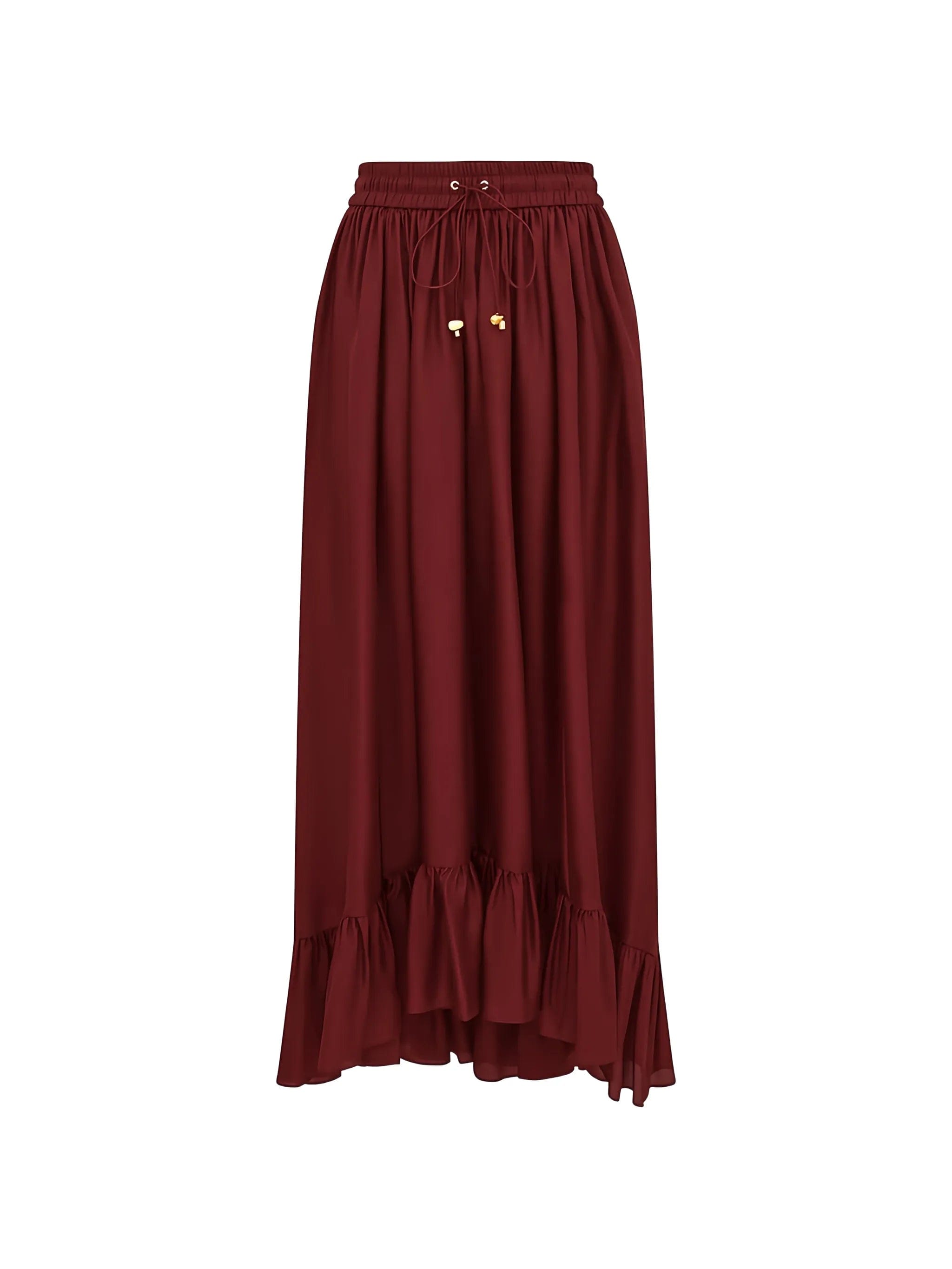 Zimmermann Aster ruffled drawstring maxi skirt