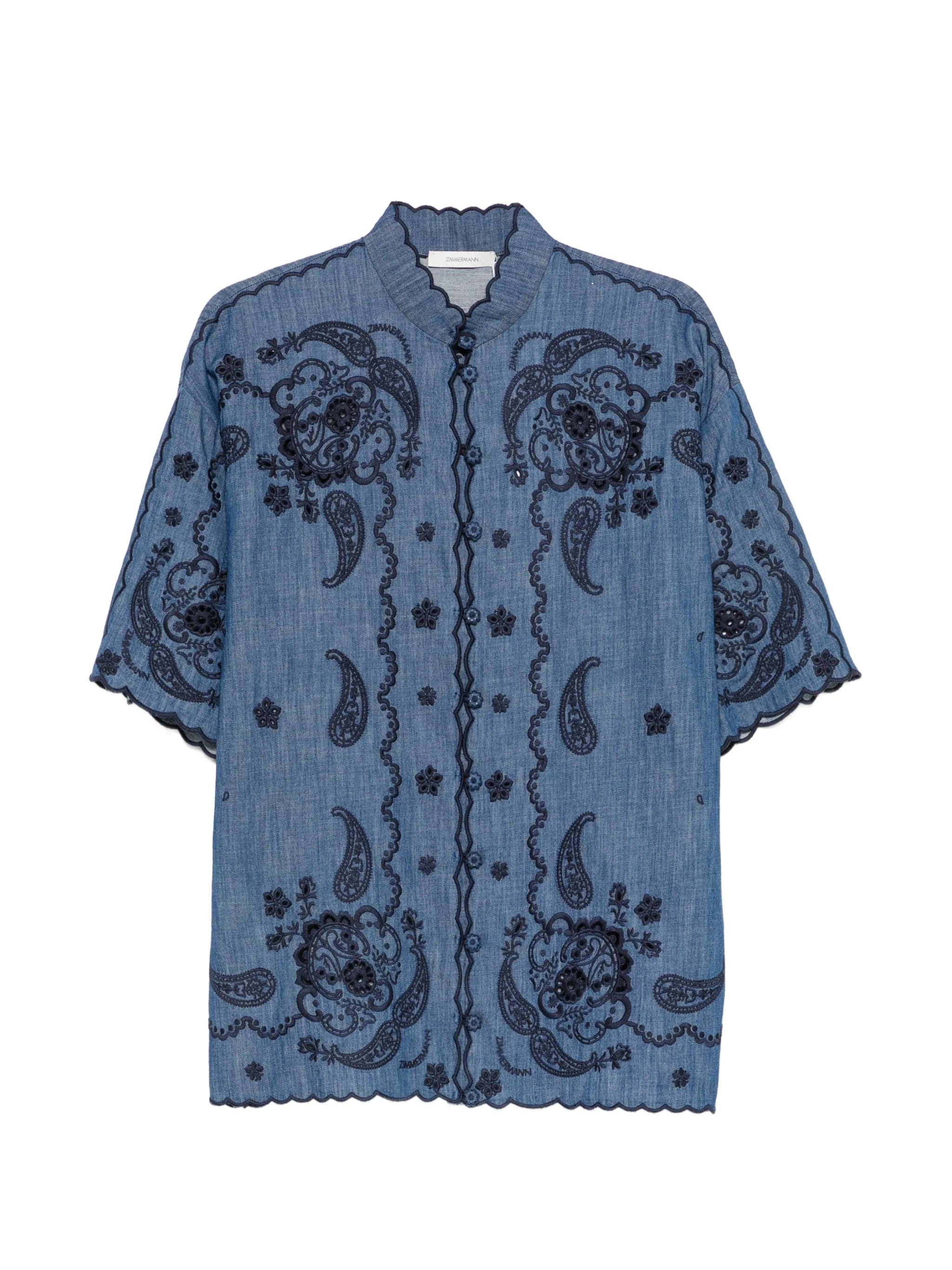 Zimmermann Aster paisley - embroidered scalloped blouse