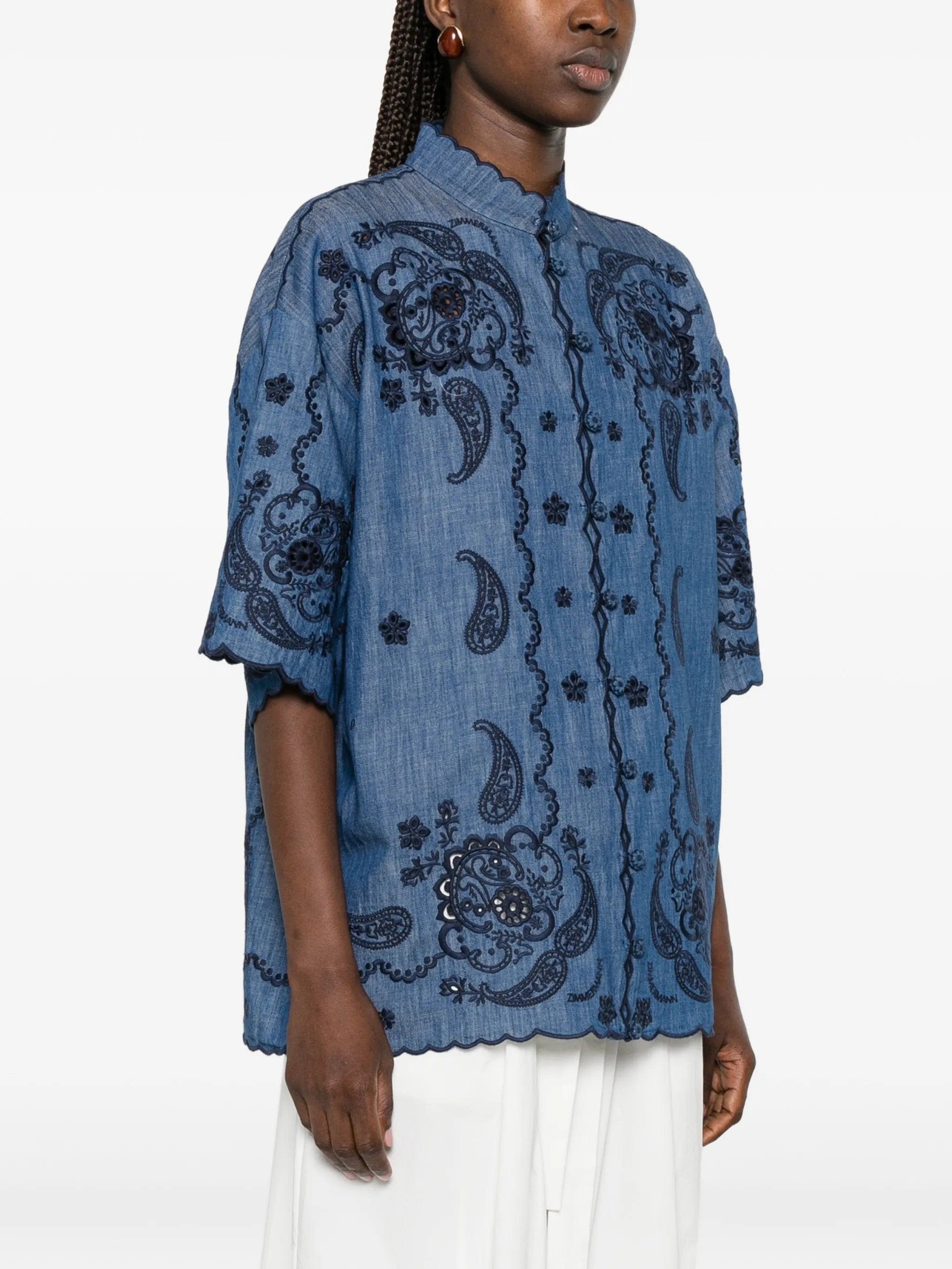 Zimmermann Aster paisley - embroidered scalloped blouse