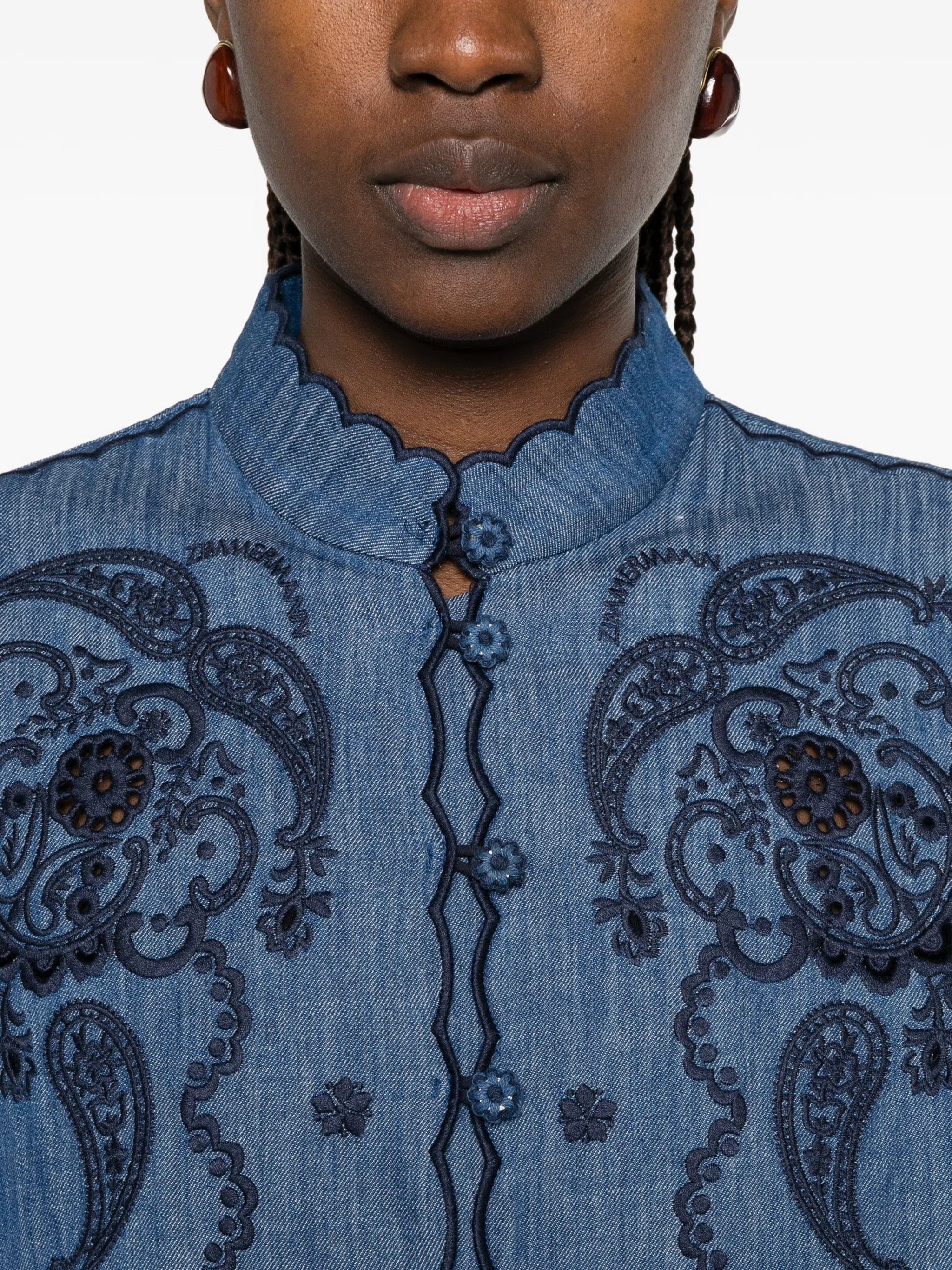 Zimmermann Aster paisley - embroidered scalloped blouse