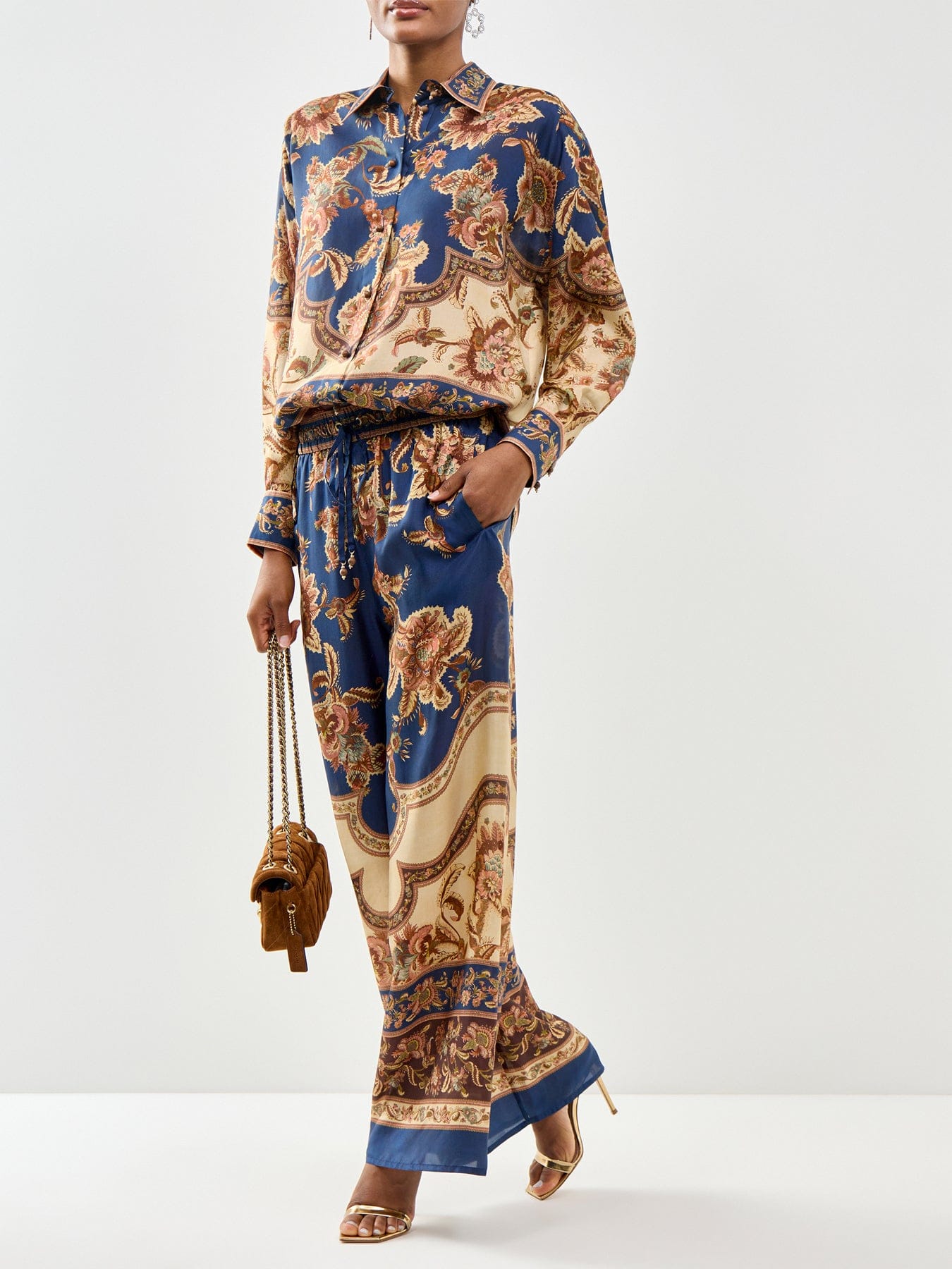 Zimmermann Aster Relaxed Silk Trousers Multi