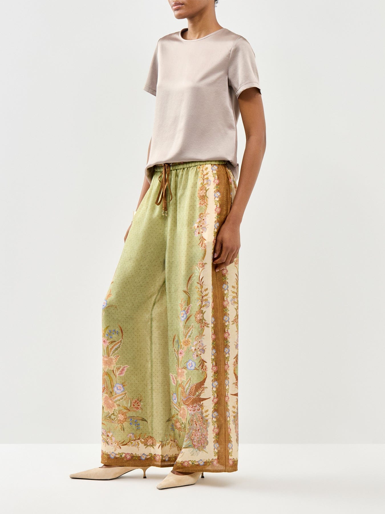Zimmermann Indra Relaxed Silk Trousers Multi