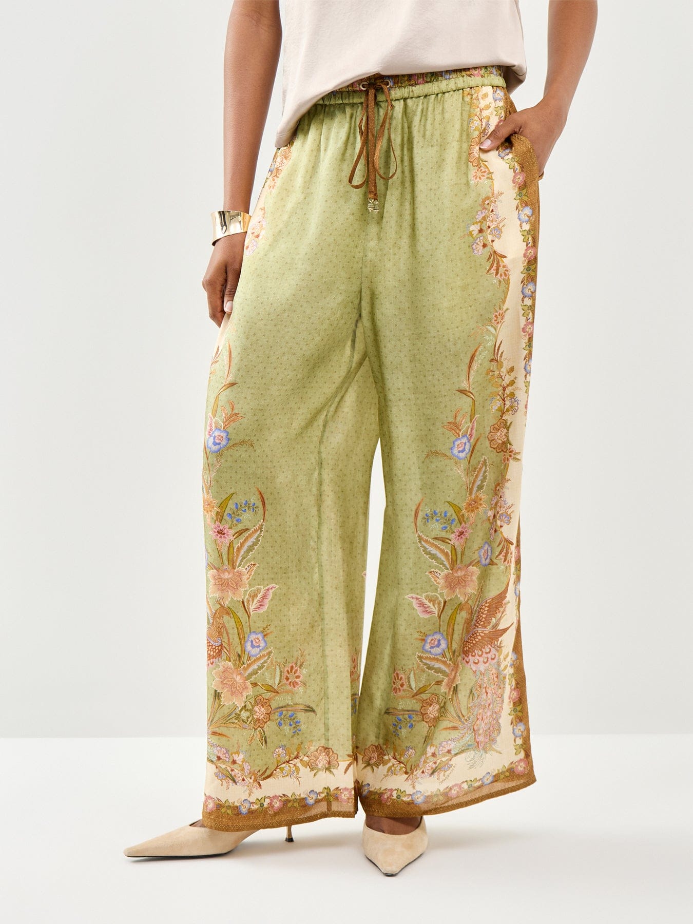 Zimmermann Indra Relaxed Silk Trousers Multi