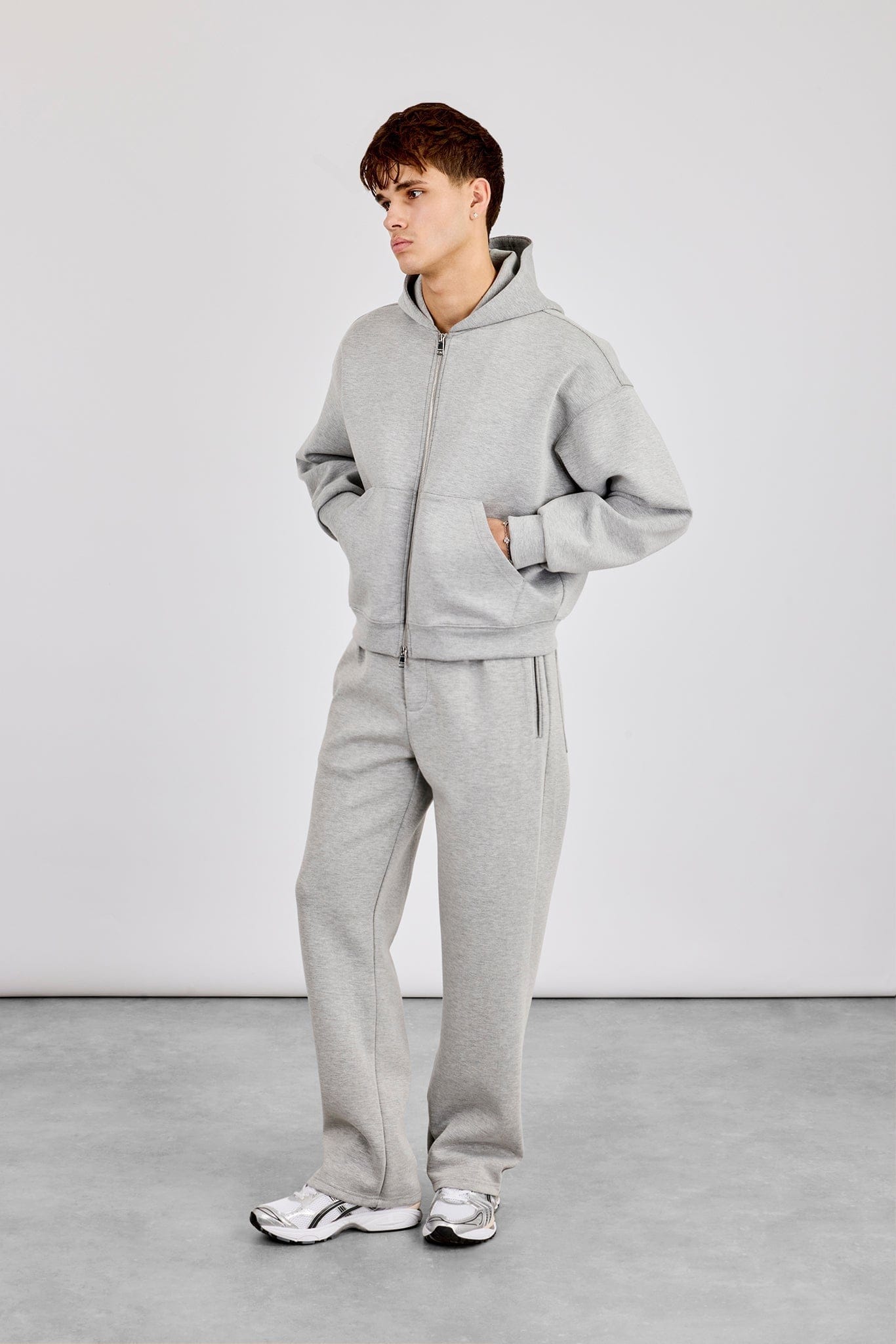 Cernucci Scuba Zip Through Boxy Hoodie & Relaxed Scuba Trouser - Grey