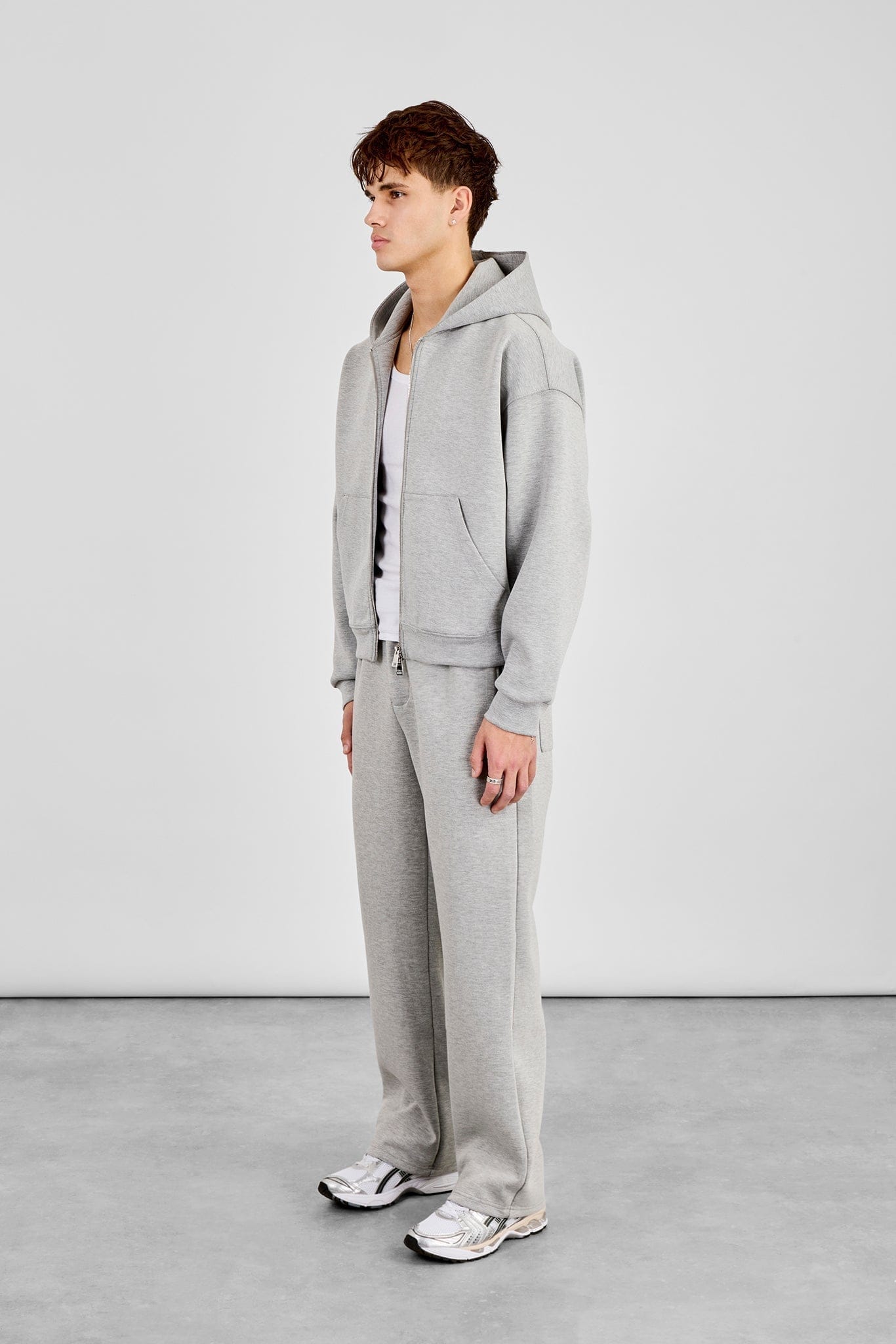 Cernucci Scuba Zip Through Boxy Hoodie & Relaxed Scuba Trouser - Grey