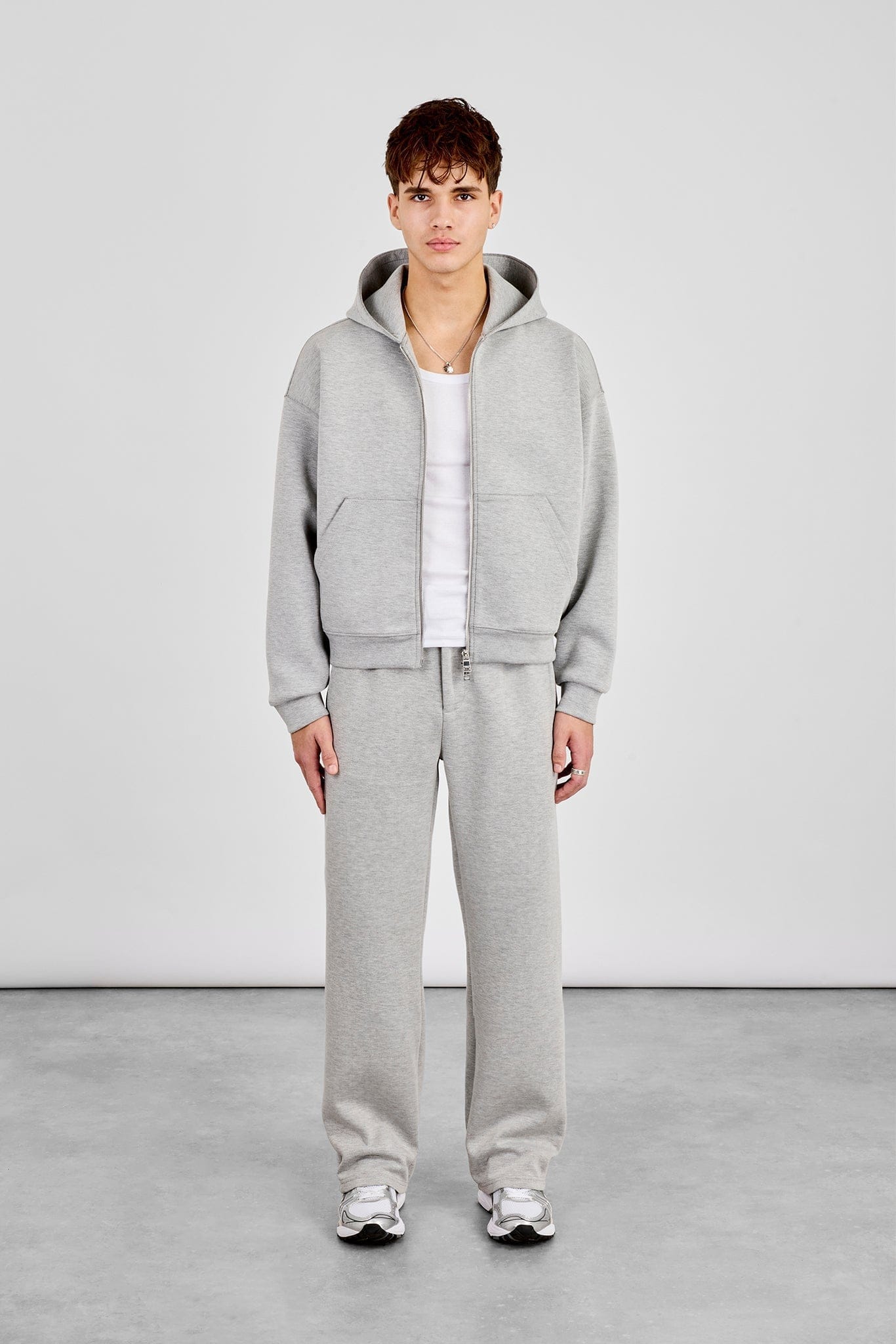 Cernucci Scuba Zip Through Boxy Hoodie & Relaxed Scuba Trouser - Grey