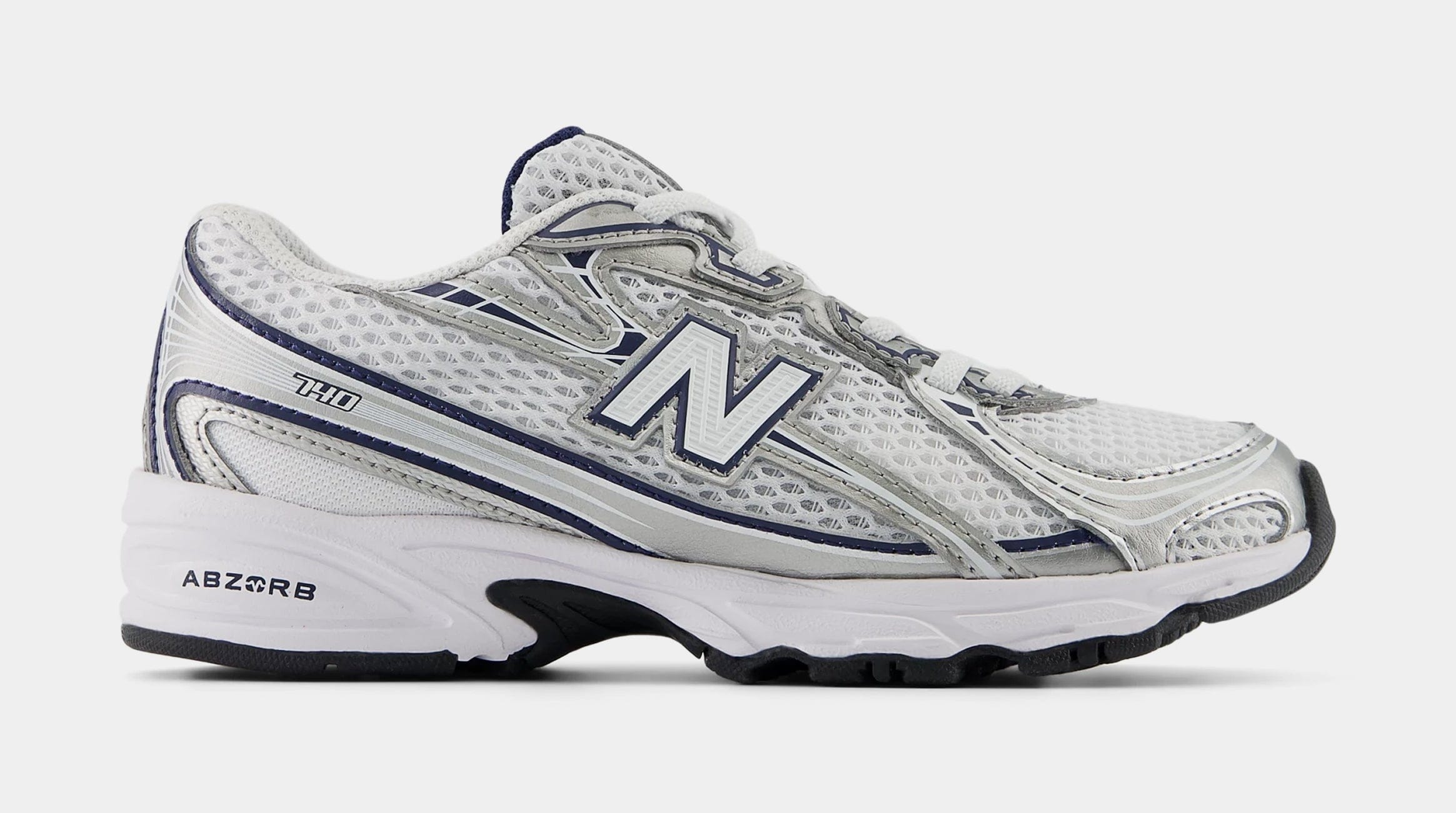 Newbalance 740 Bungee Lace Preschool Lifestyle Shoes (White/Navy)