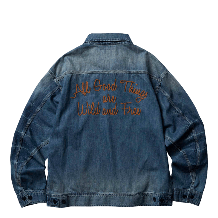 Liberaiders Zip Front Denim Jacket Indigo