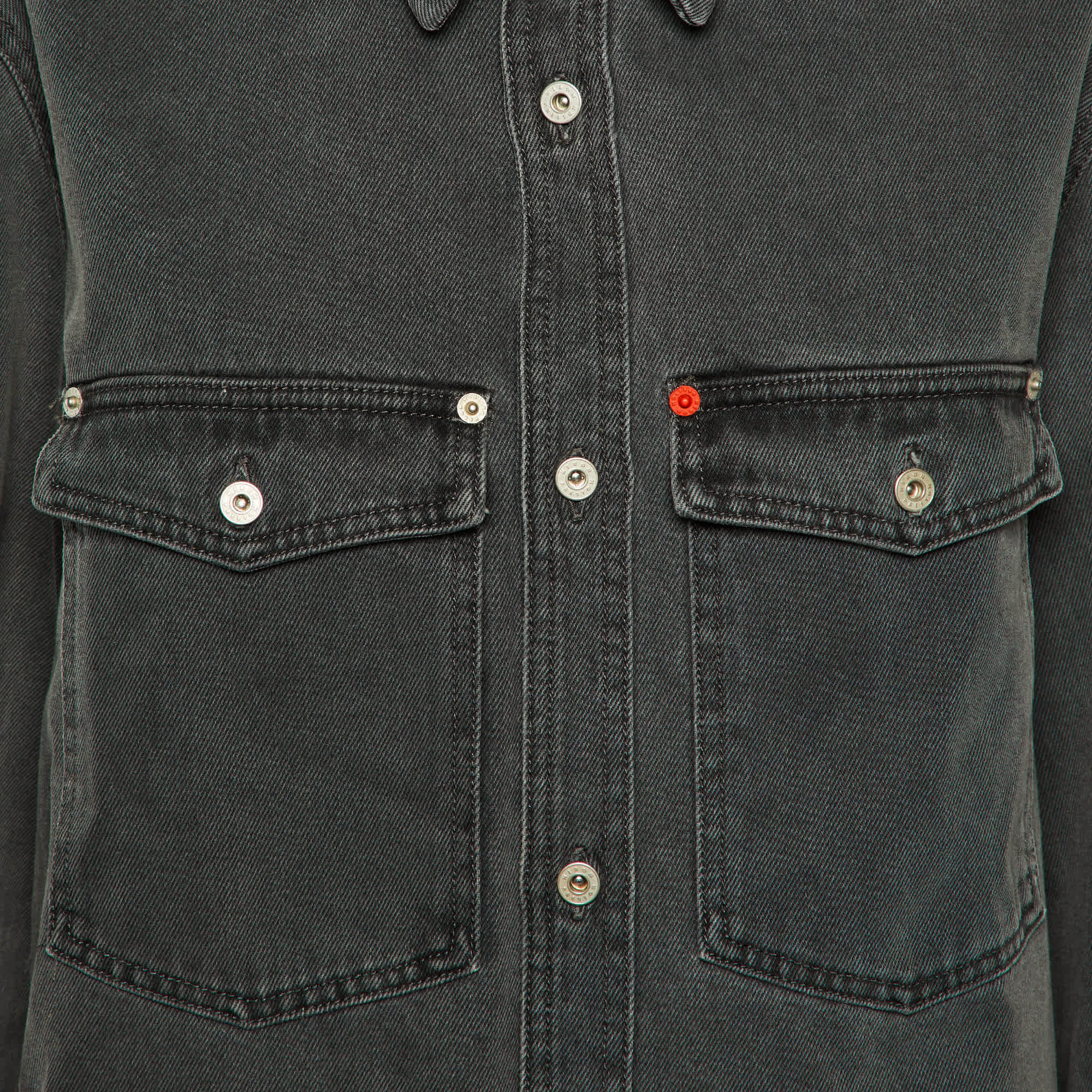 Heron Preston Charcoal Grey Denim Oversized High - Low Shirt