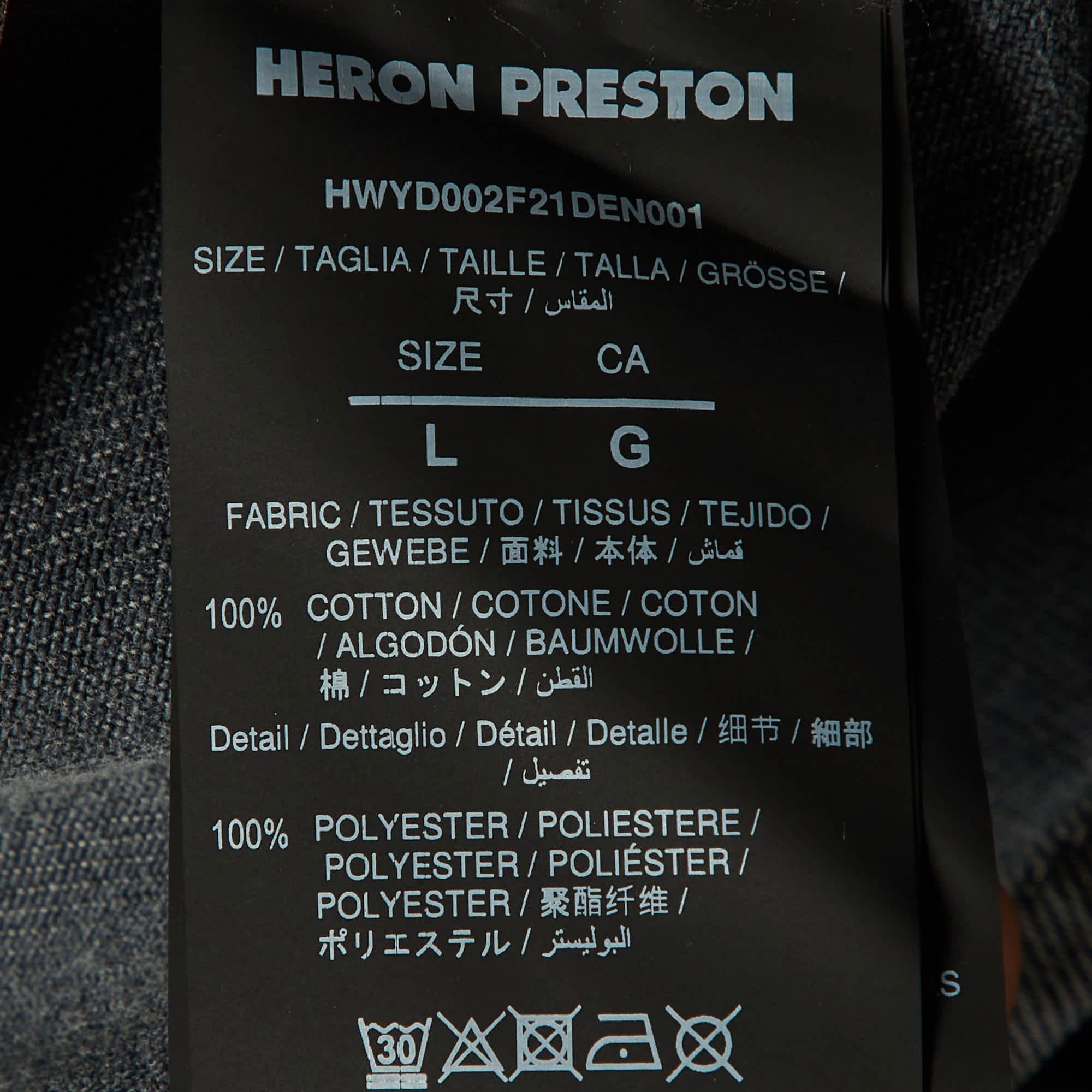 Heron Preston Charcoal Grey Denim Oversized High - Low Shirt