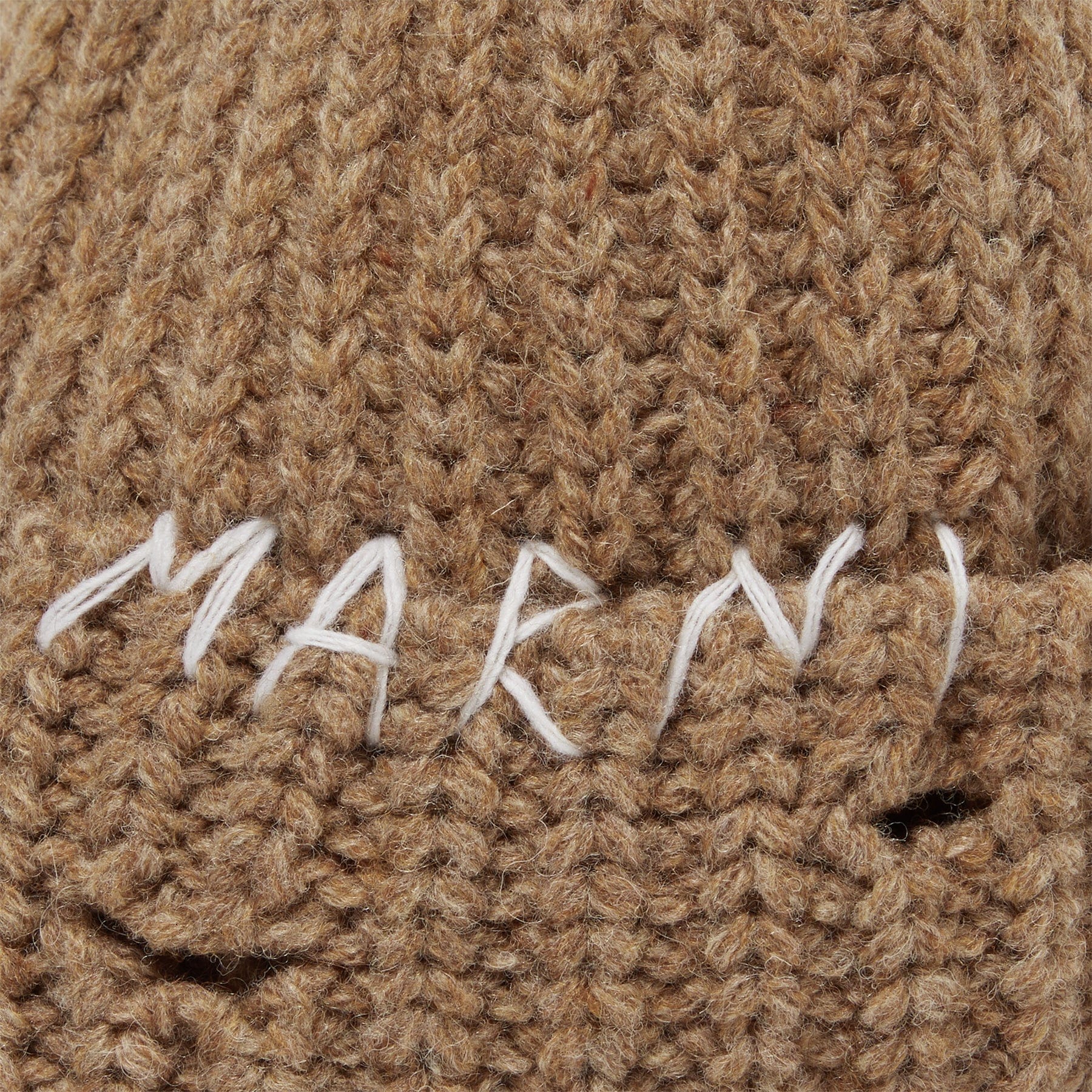 MARNI Hand - Stitched Logo Ribbed Beanie (Hazelnut)