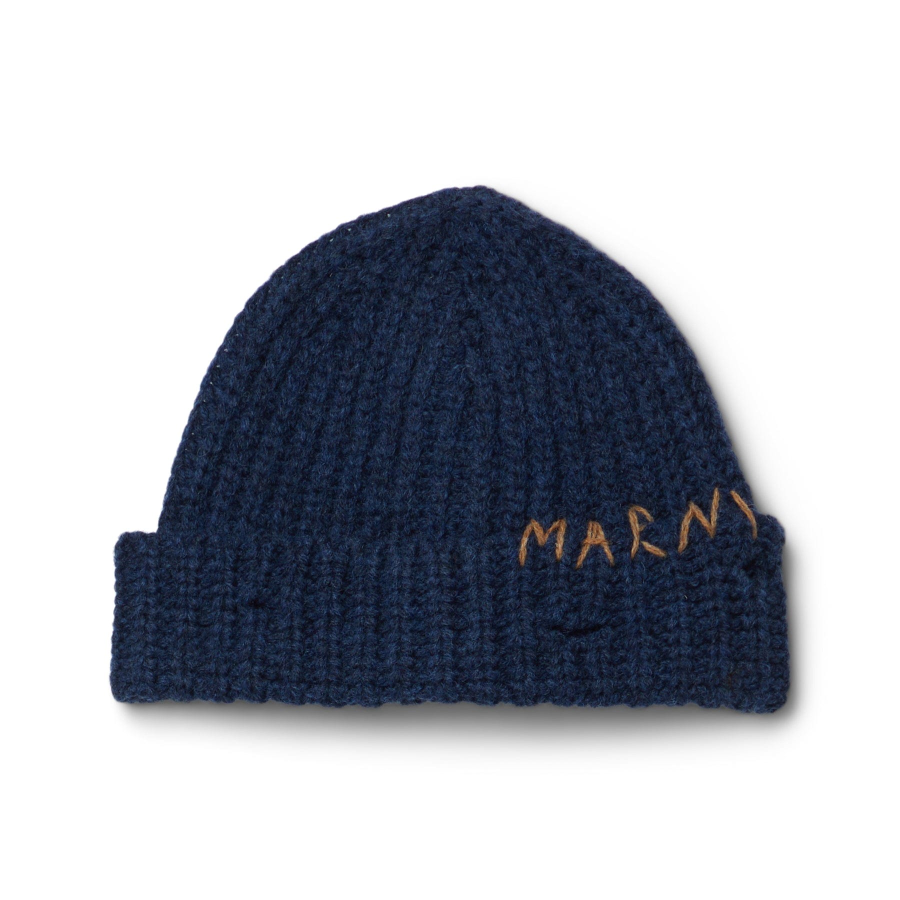 MARNI Hand - Stitched Logo Ribbed Beanie (Cornflower)