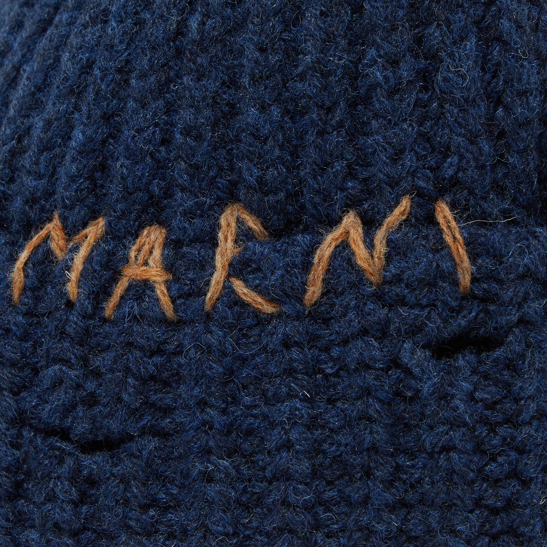 MARNI Hand - Stitched Logo Ribbed Beanie (Cornflower)