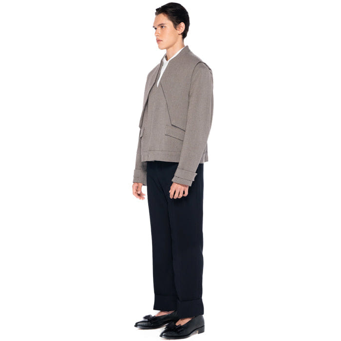 JAN SOBER DARK ETOUPE PART 1 JACKET WITH LAYER