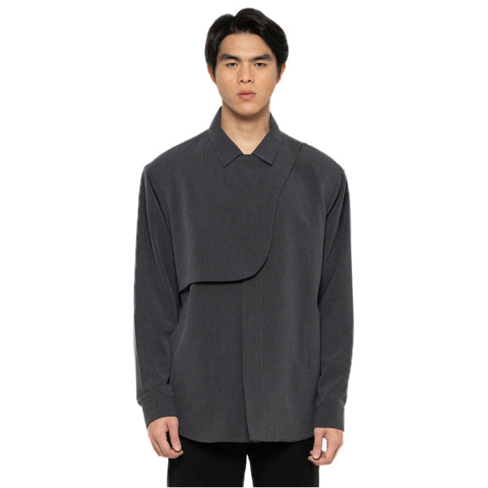 JAN SOBER DARK GREY COLLAR OVERLAP LIGHT JACKET