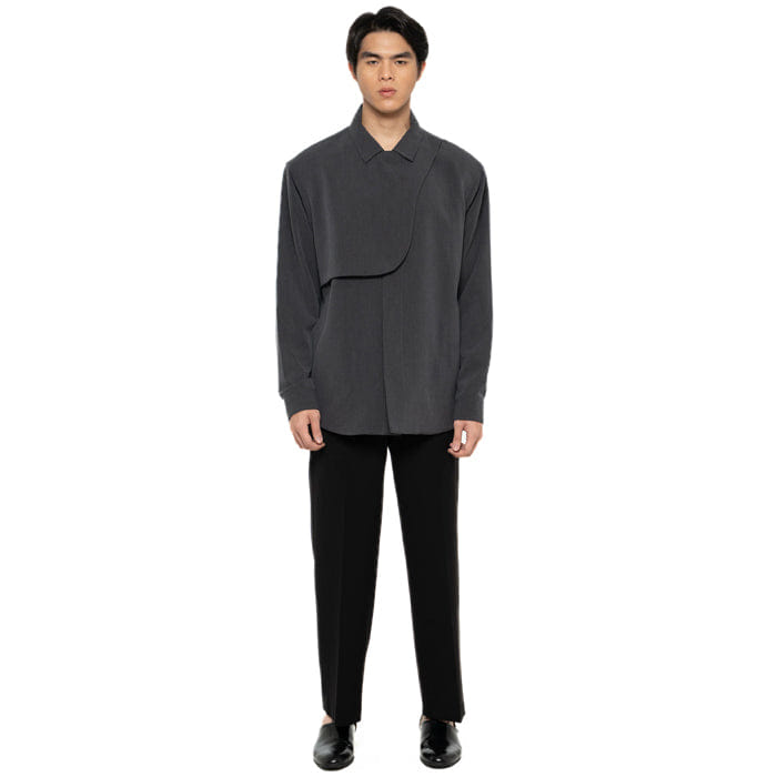 JAN SOBER DARK GREY COLLAR OVERLAP LIGHT JACKET