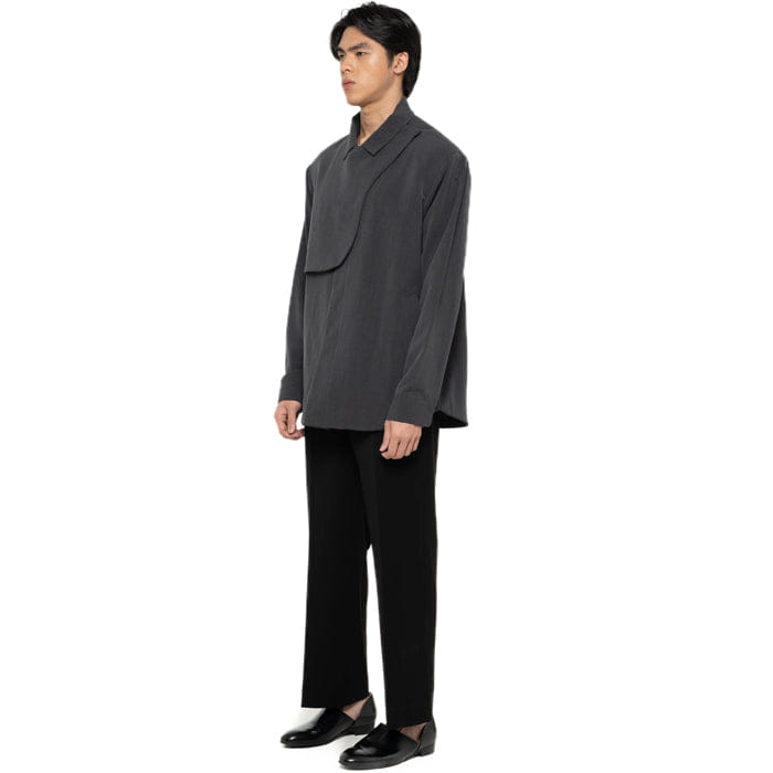 JAN SOBER DARK GREY COLLAR OVERLAP LIGHT JACKET