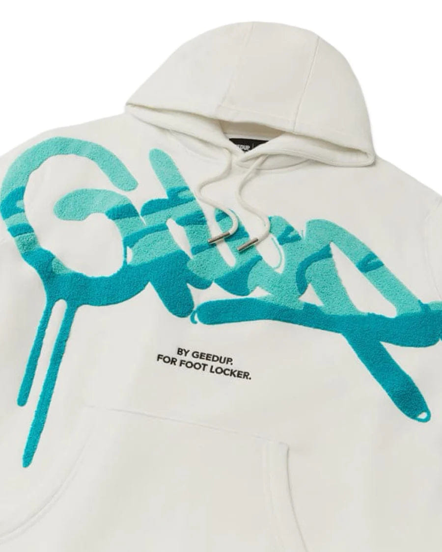 Geedup x Foot Locker Handstyle Hoodie White Aqua Turbo Green