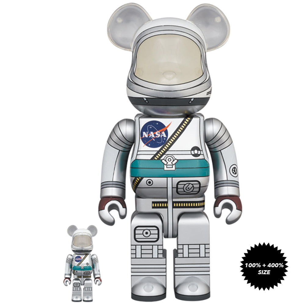 Dopecrate Project Mercury Astronaut 100% + 400% Bearbrick Set by Medicom Toy