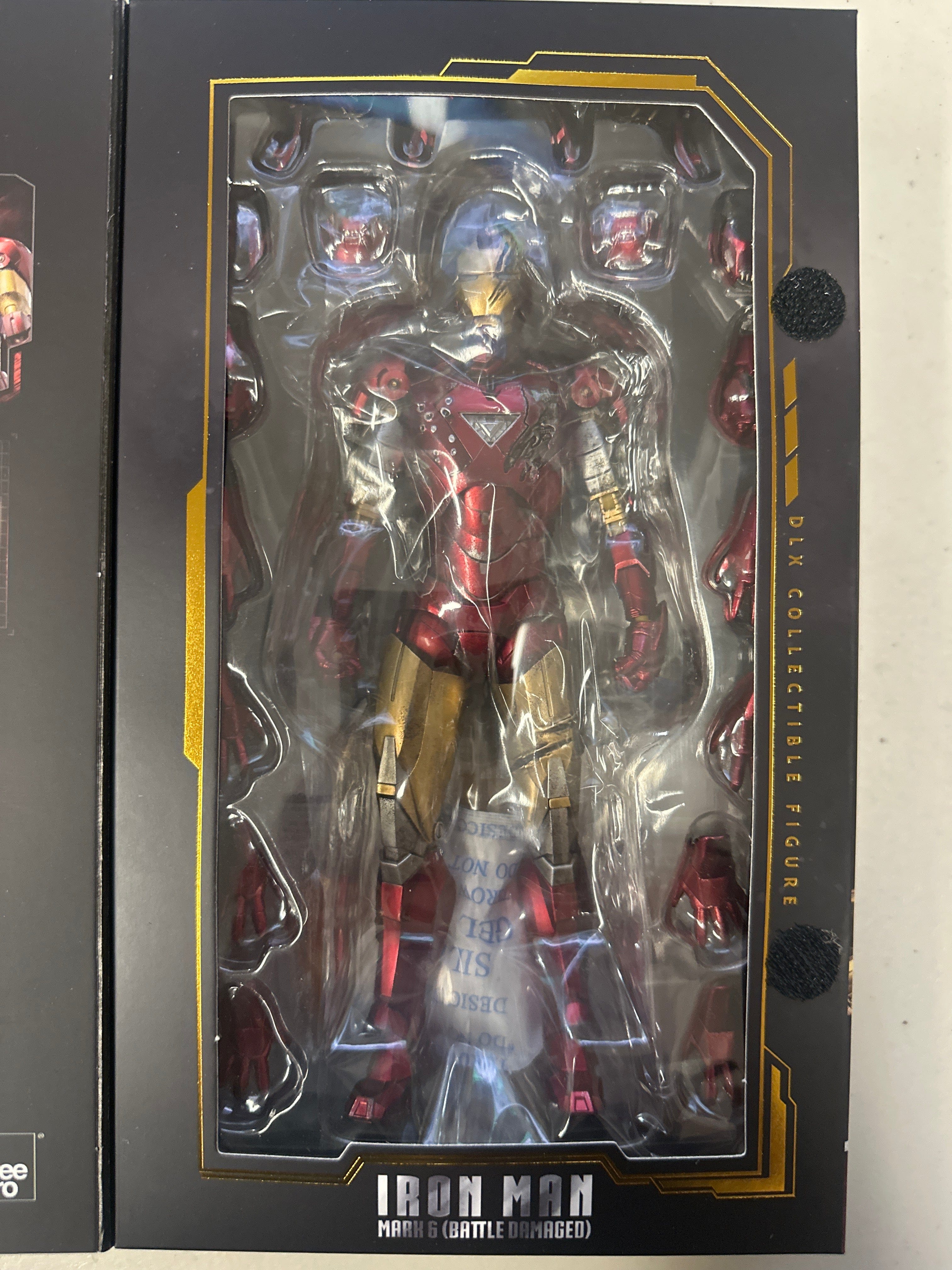 Threezero **Open Box**Threezero Marvel Studios: Iron Man 2 Mark 6 (Battle Damaged) DLX Action Figure