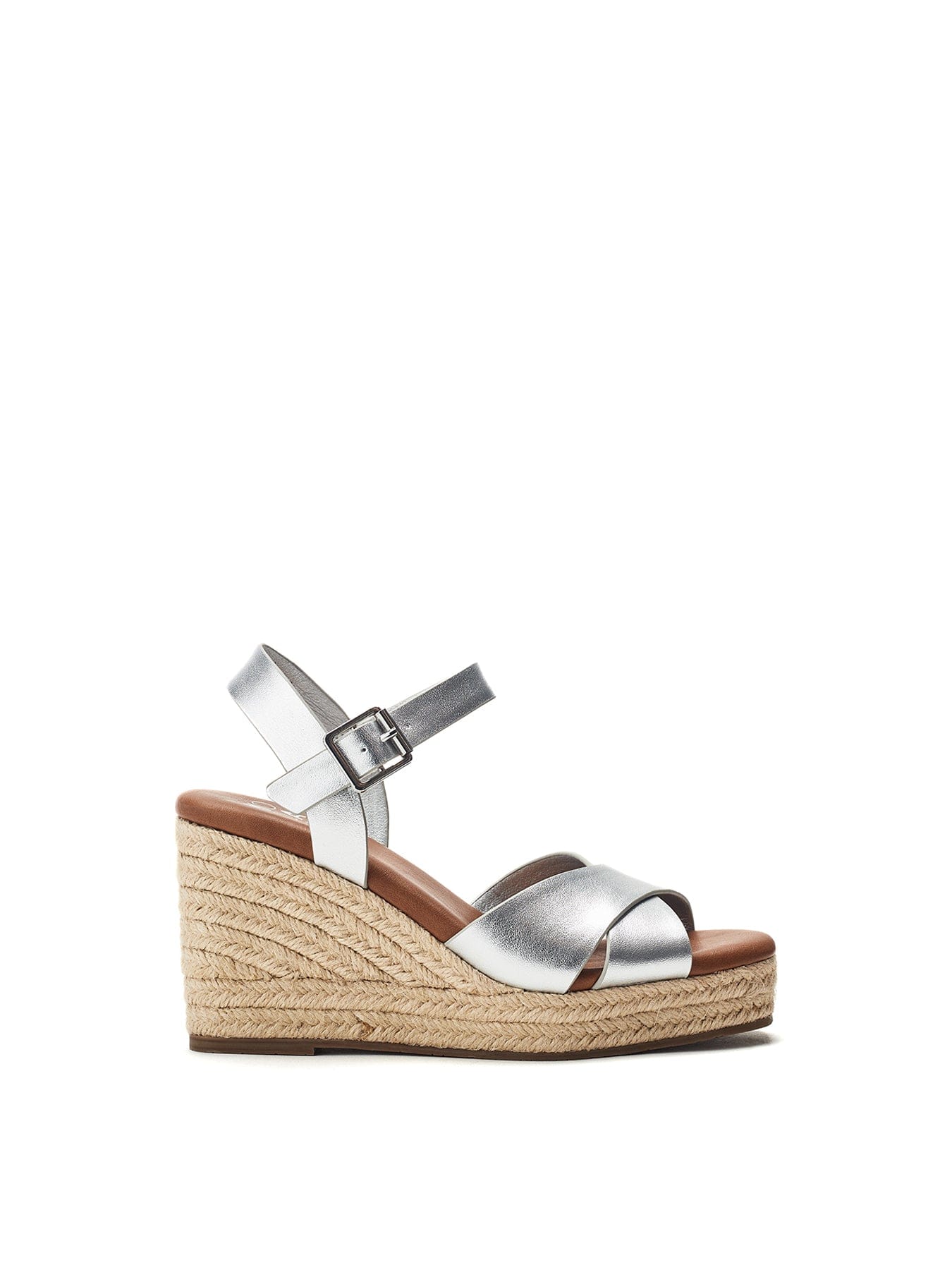 Moda In Pelle Jasminium Leather Wedge Sandals Silver