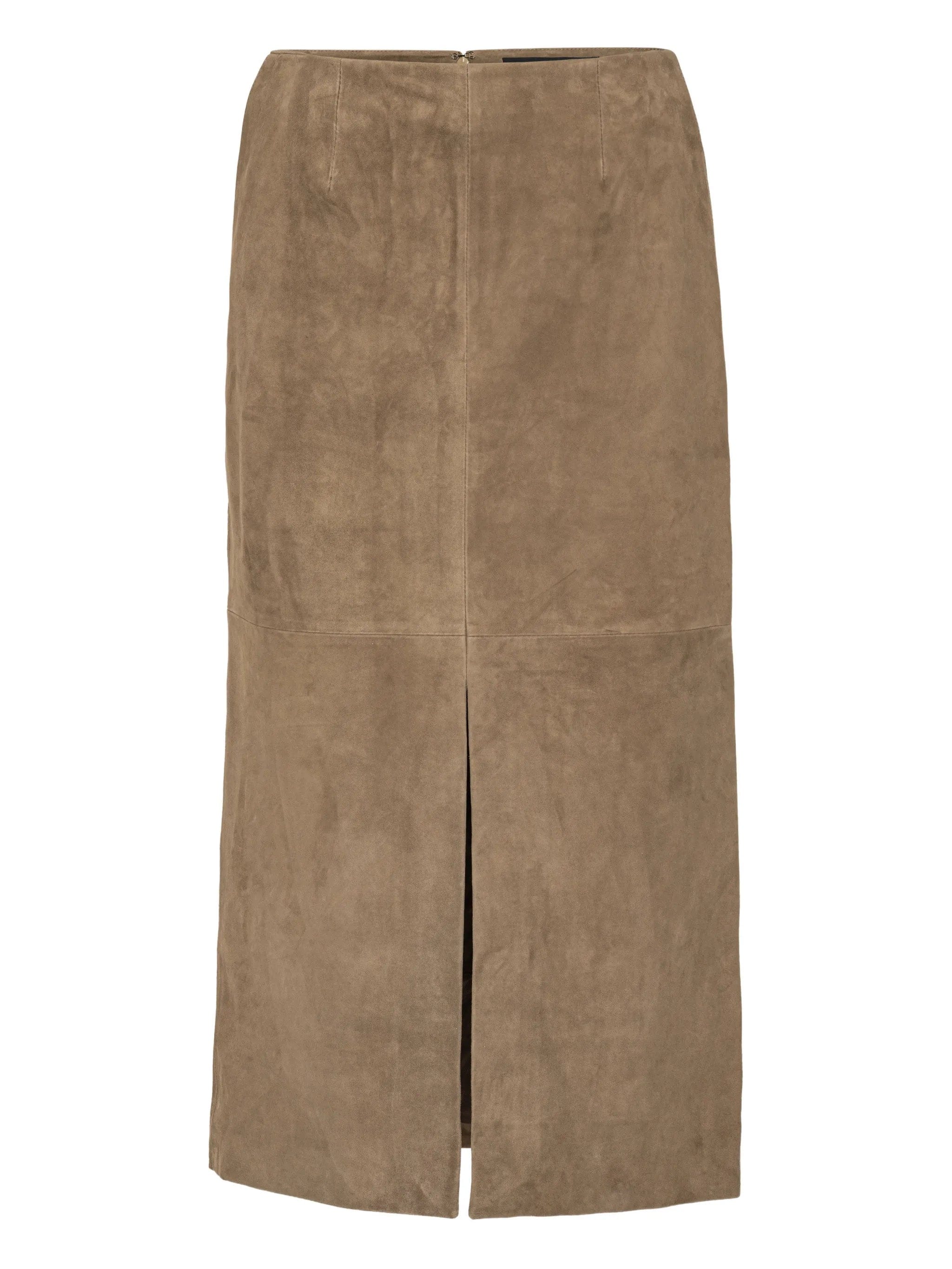 Rotate Birger Christensen slit suede midi skirt